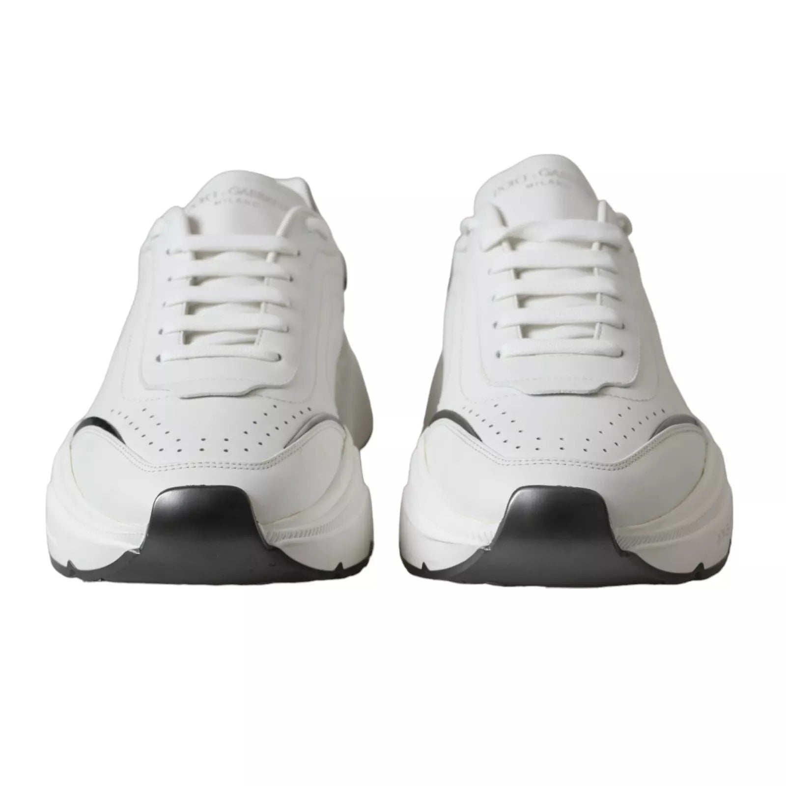 Dolce & Gabbana White Silver Leather Sport DAYMASTER Men's Sneakers (Pre-Owned)