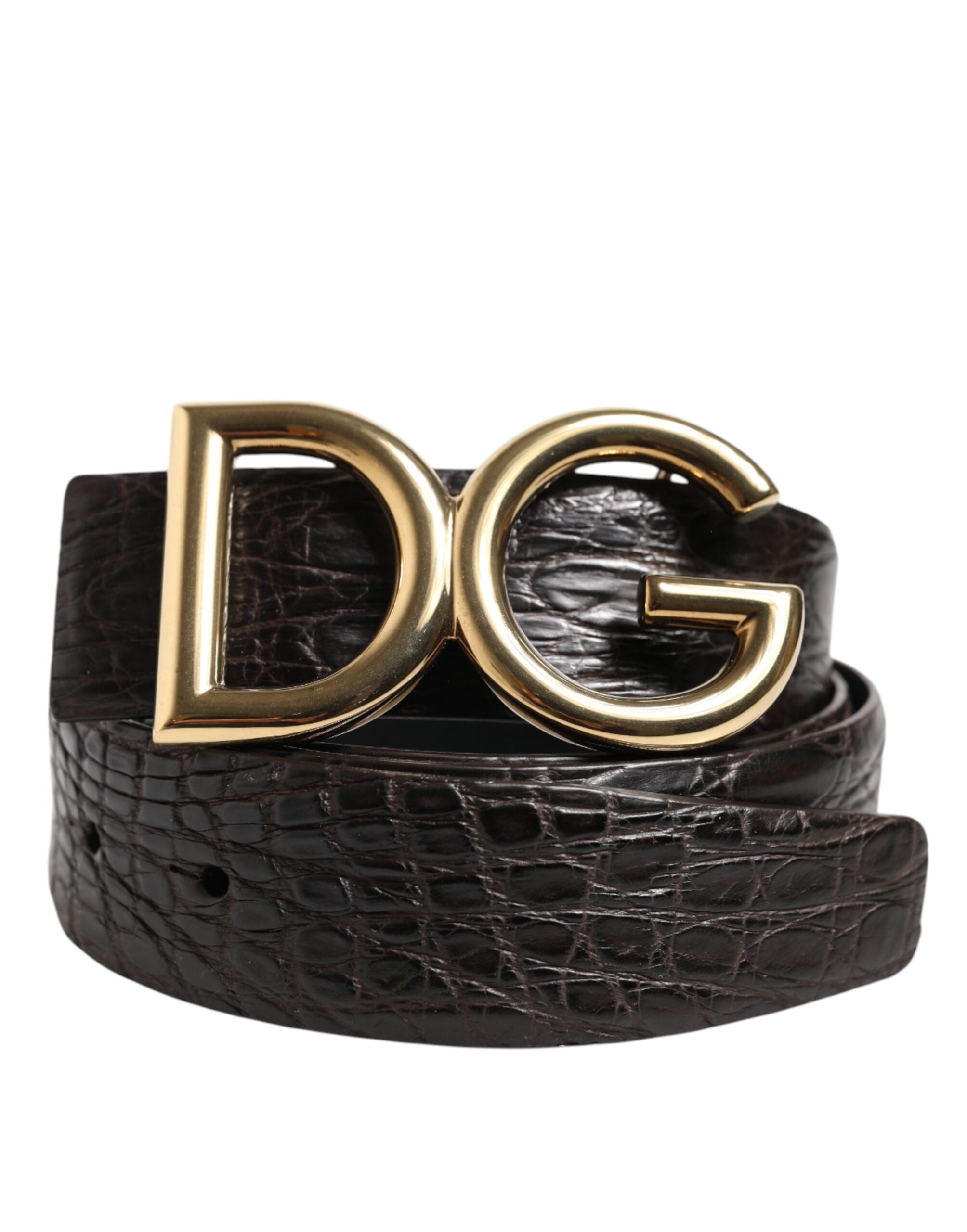 Dolce & Gabbana Black Exotic Leather DG Logo Buckle Men's Belt