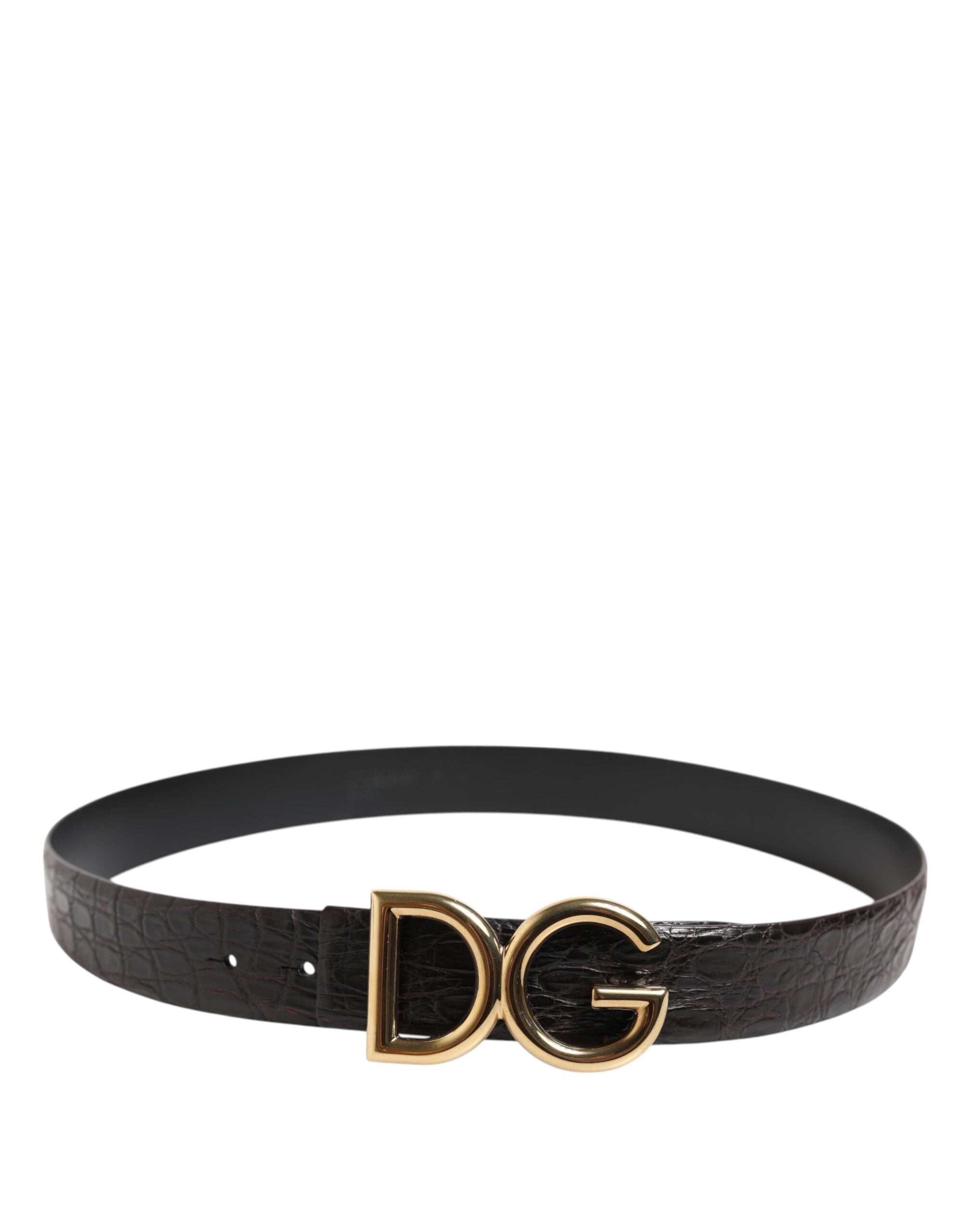 Dolce & Gabbana Black Exotic Leather DG Logo Buckle Men's Belt