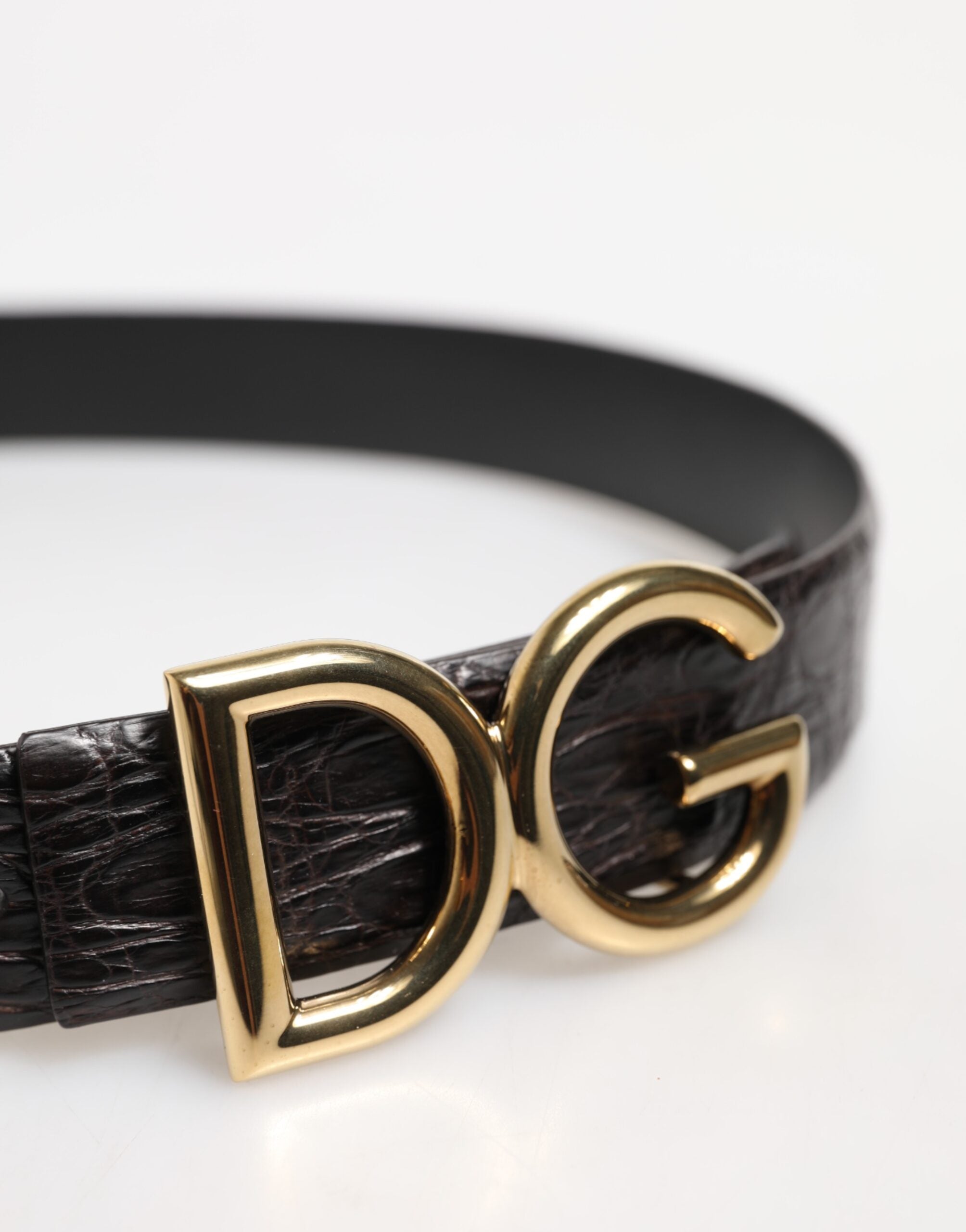 Dolce & Gabbana Black Exotic Leather DG Logo Buckle Men's Belt