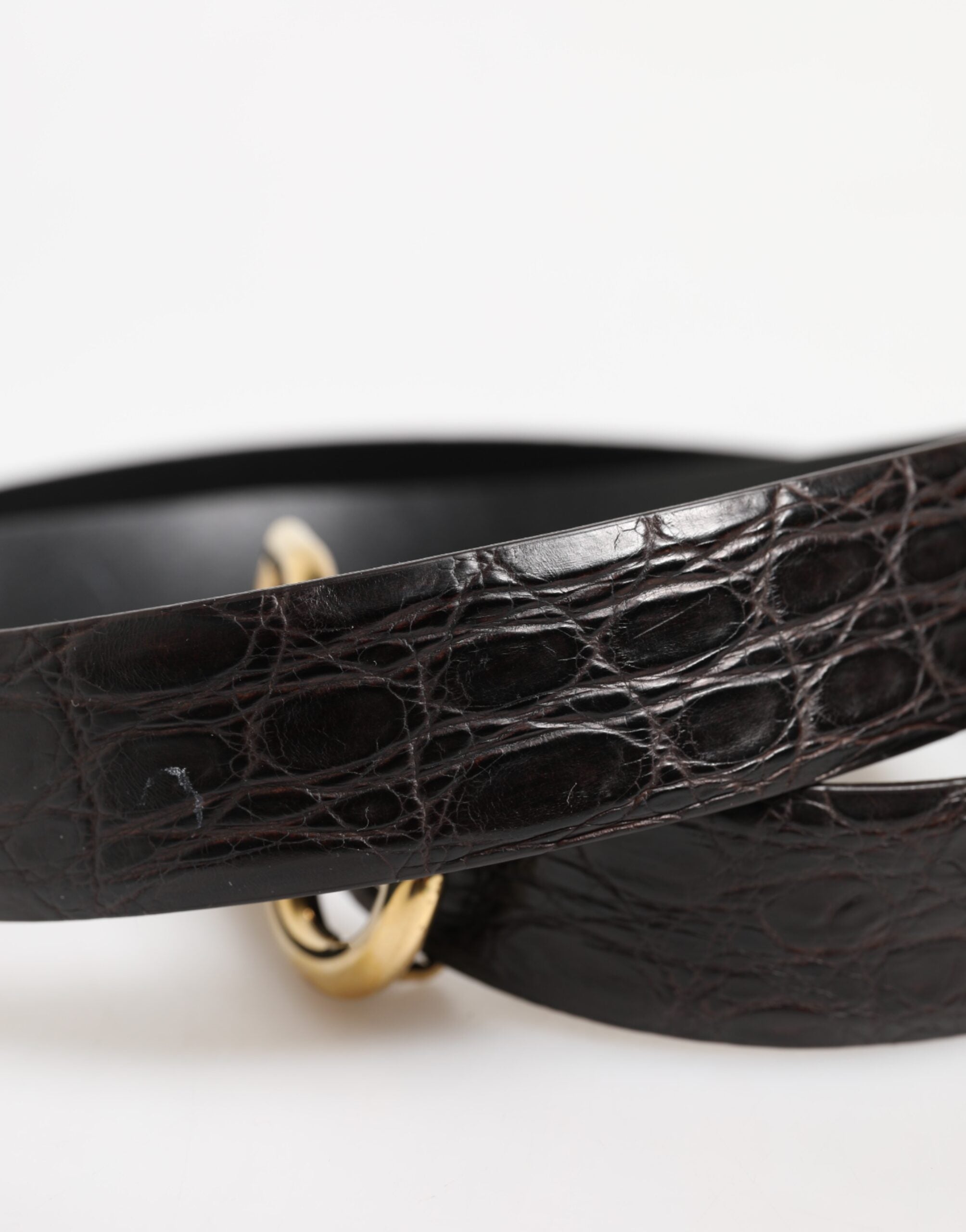 Dolce & Gabbana Black Exotic Leather DG Logo Buckle Men's Belt