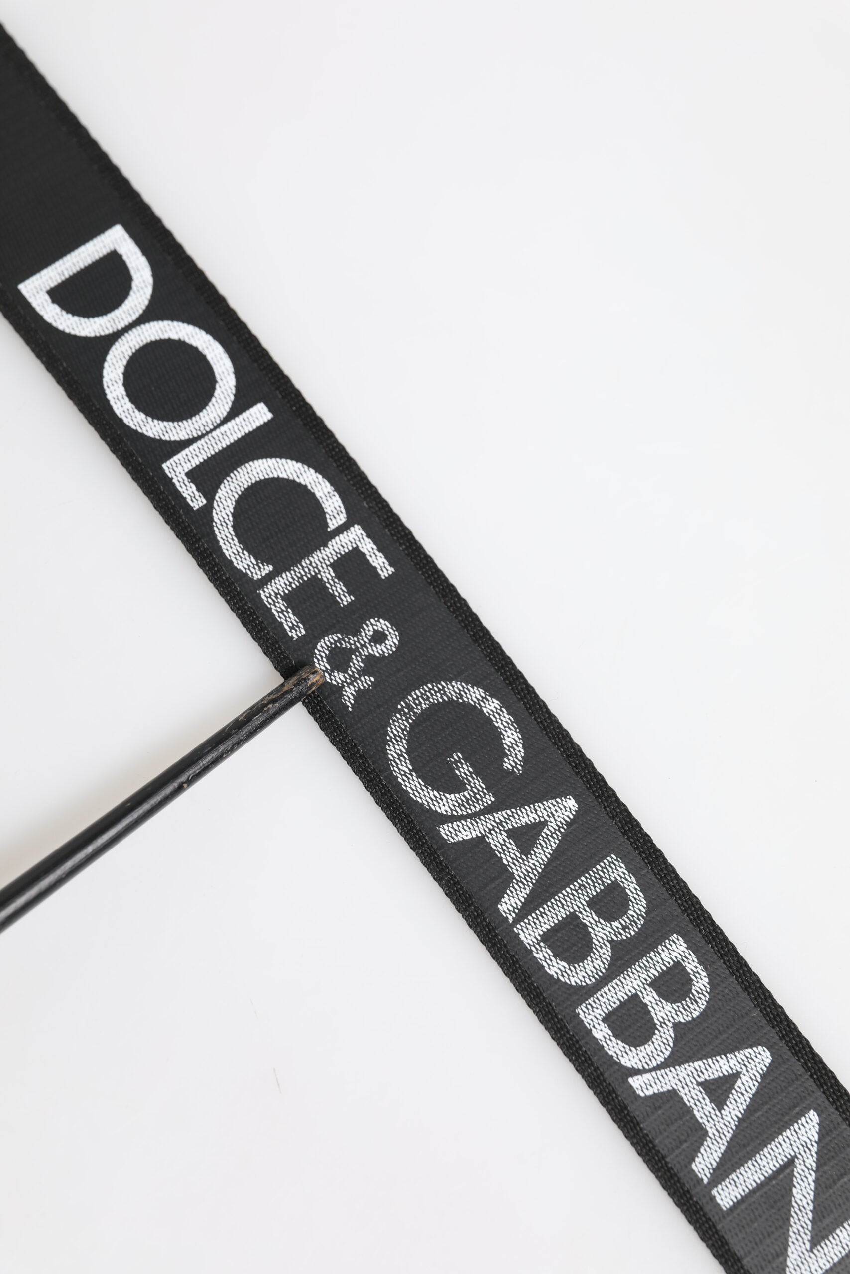 Dolce & Gabbana Black Polyester Leather Metal Buckle Men's Belt (Pre-Owned)