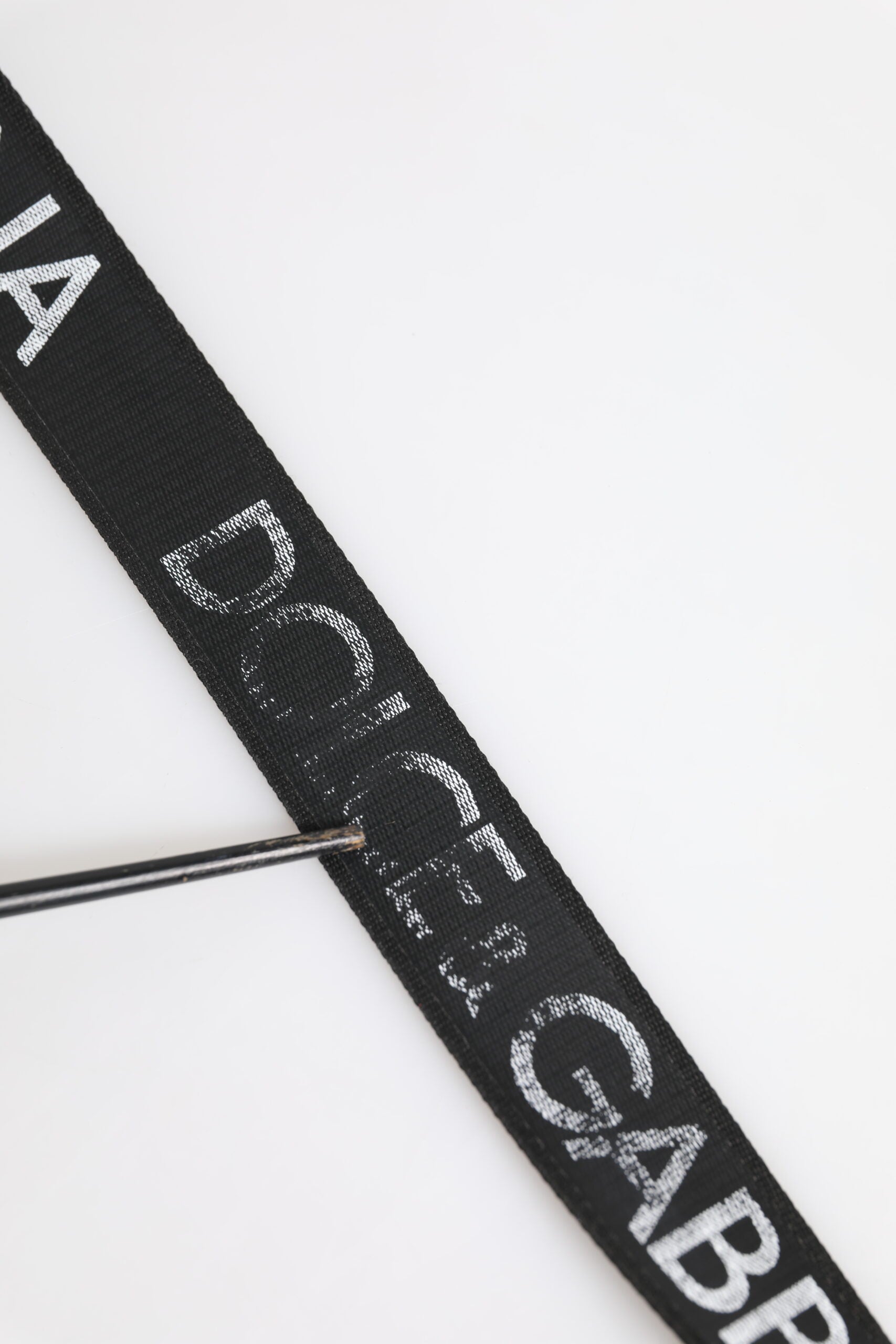 Dolce & Gabbana Black Polyester Leather Metal Buckle Men's Belt (Pre-Owned)