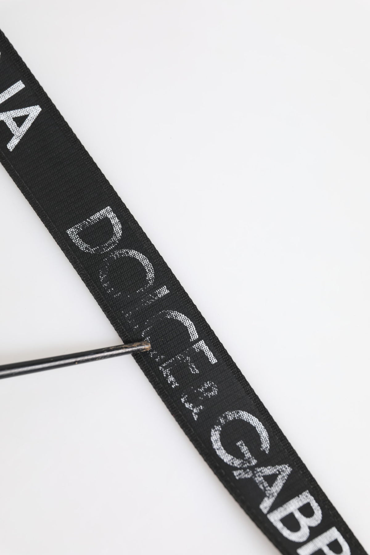 Dolce & Gabbana Black Polyester Leather Metal Buckle Men's Belt (Pre-Owned)