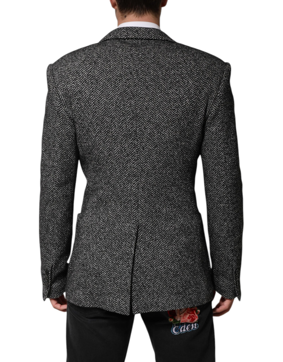 Dolce & Gabbana Dark Gray White Double Breasted Men Suit Men's Blazer