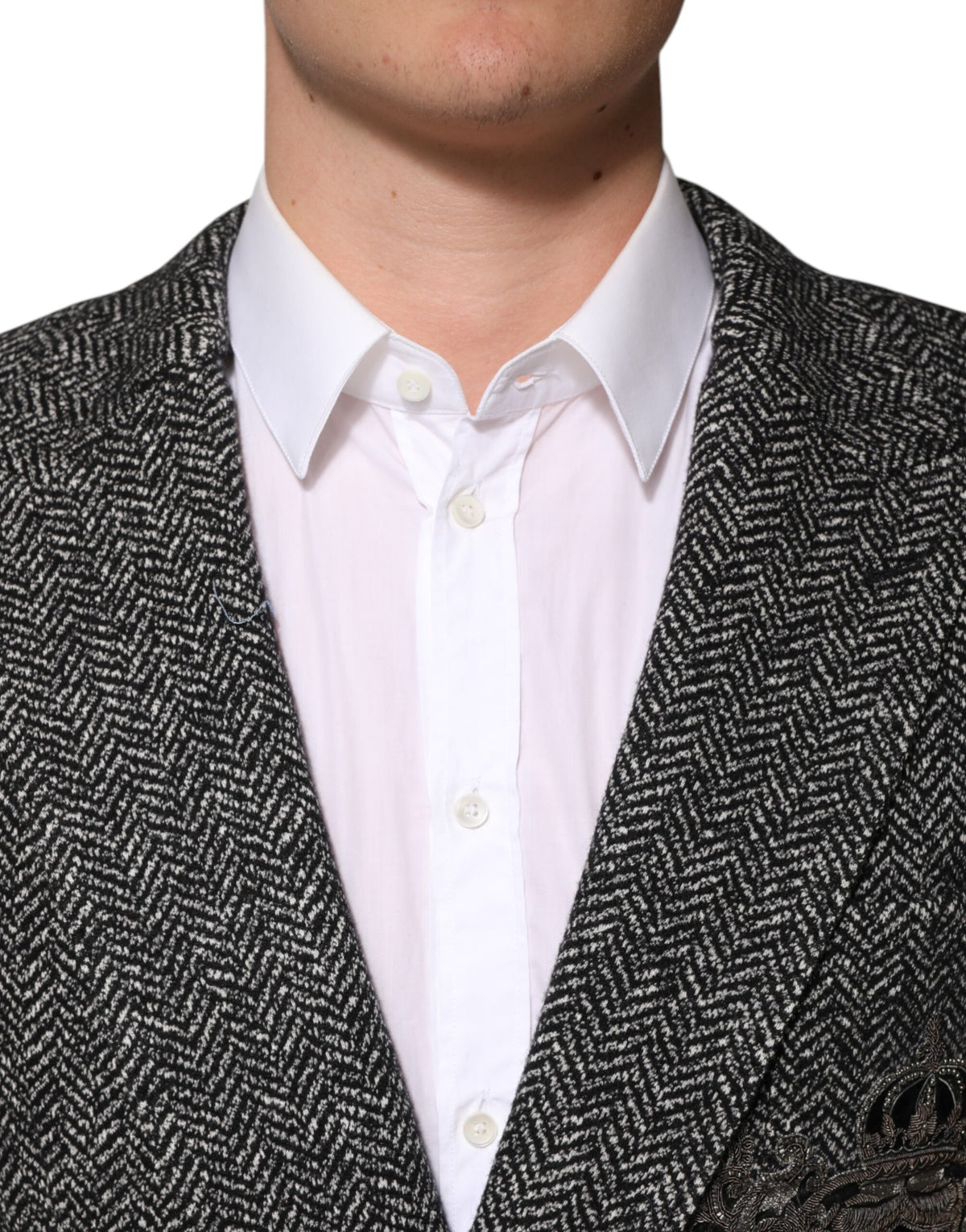 Dolce & Gabbana Dark Gray White Double Breasted Men Suit Men's Blazer