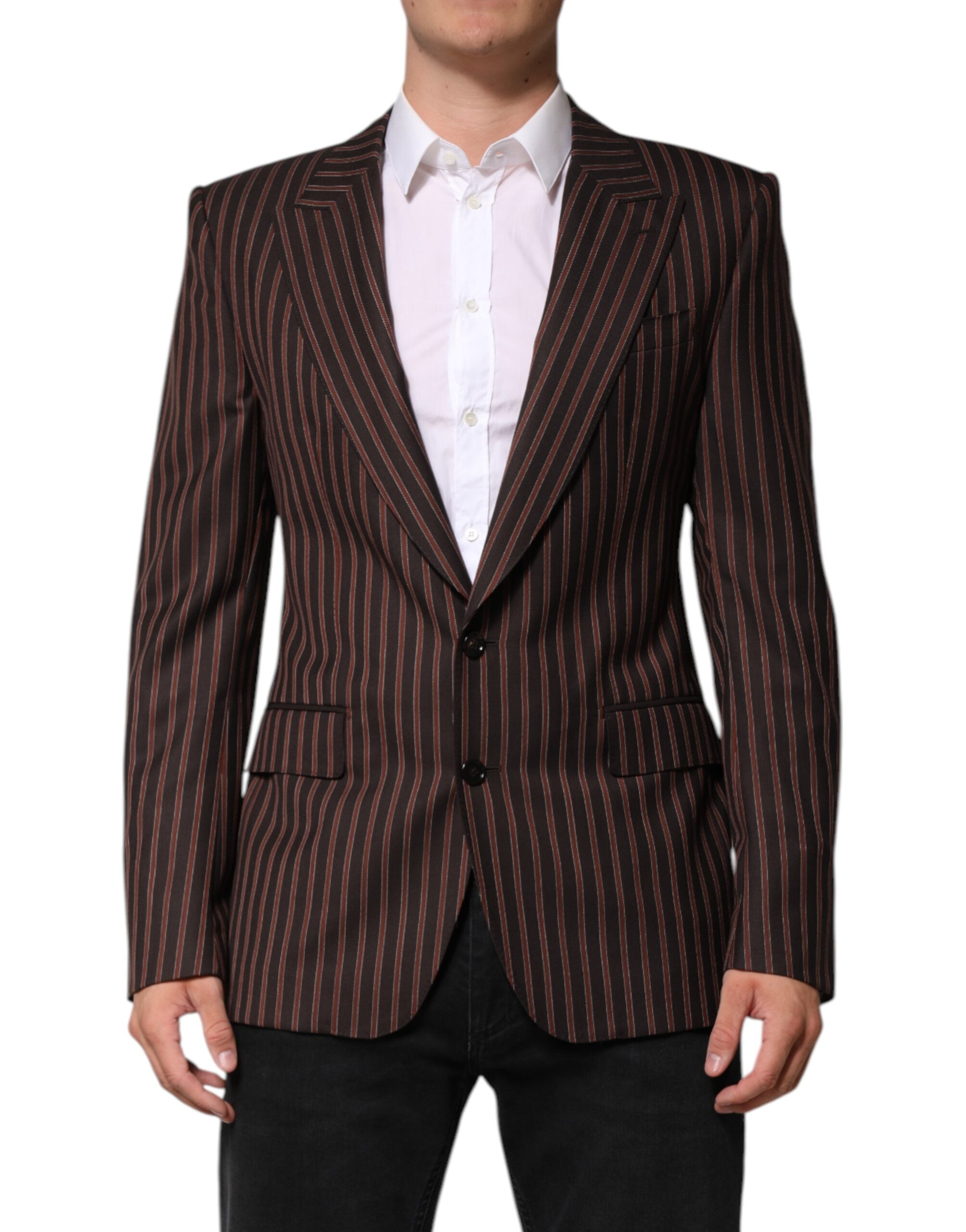 Dolce & Gabbana Dark Gray Stripe Single Breasted Men's Blazer
