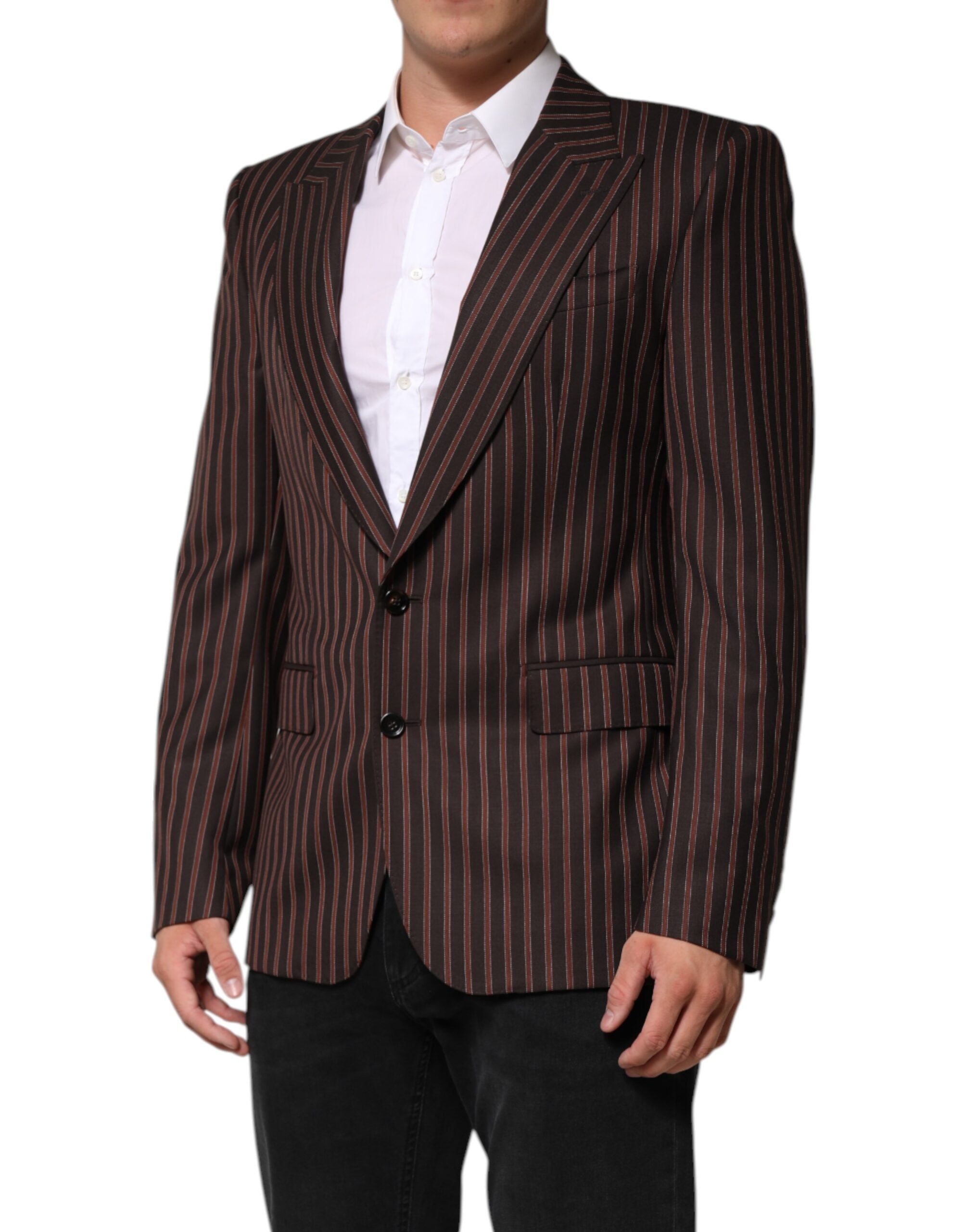 Dolce & Gabbana Dark Gray Stripe Single Breasted Men's Blazer