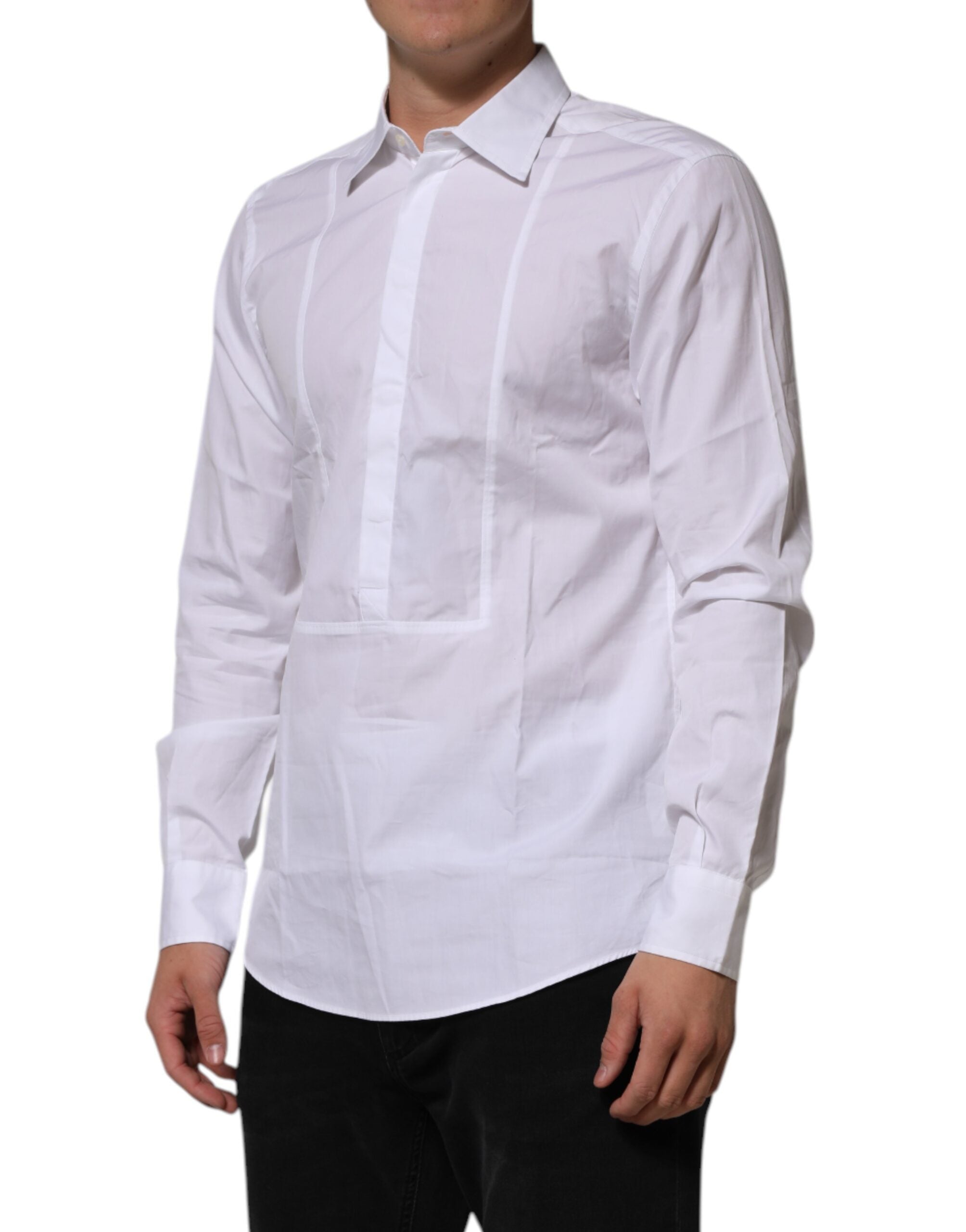 Dolce & Gabbana White Poplin Cotton Formal Men Dress Men's Shirt (Pre-Owned)