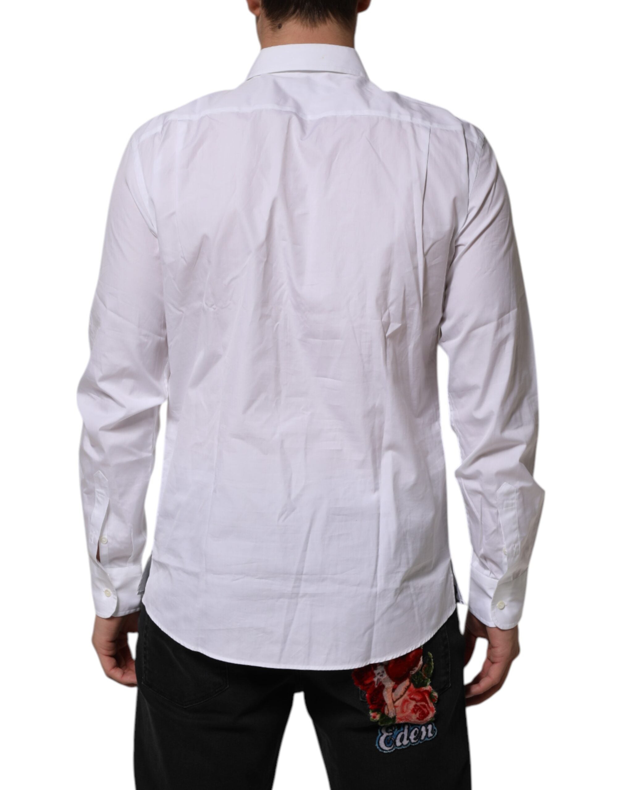 Dolce & Gabbana White Poplin Cotton Formal Men Dress Men's Shirt (Pre-Owned)
