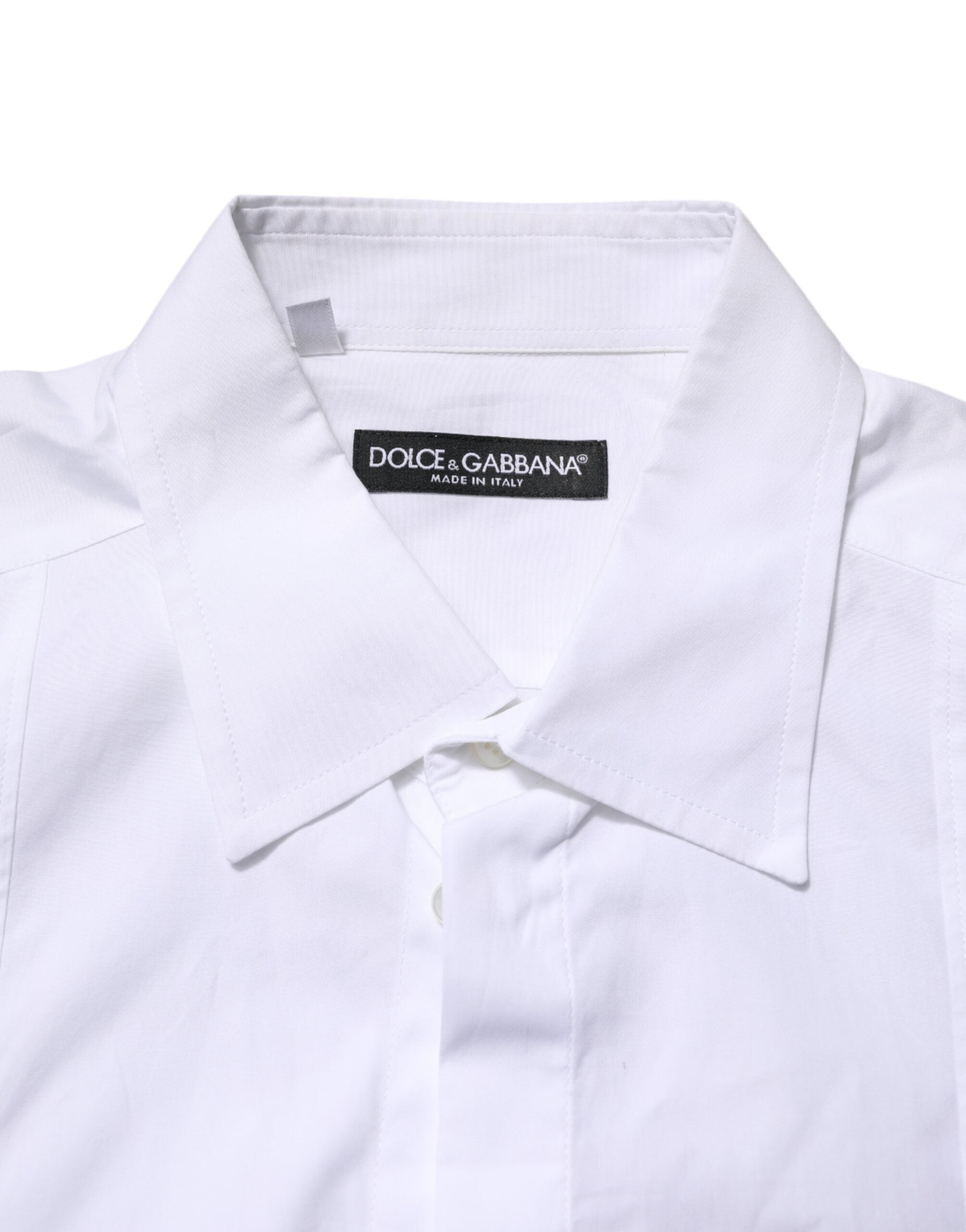 Dolce & Gabbana White Poplin Cotton Formal Men Dress Men's Shirt (Pre-Owned)