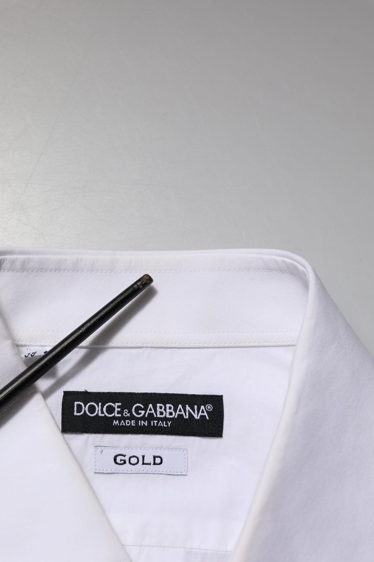 Dolce & Gabbana White Bib Cotton Poplin GOLD Men Formal Men's Shirt (Pre-Owned)