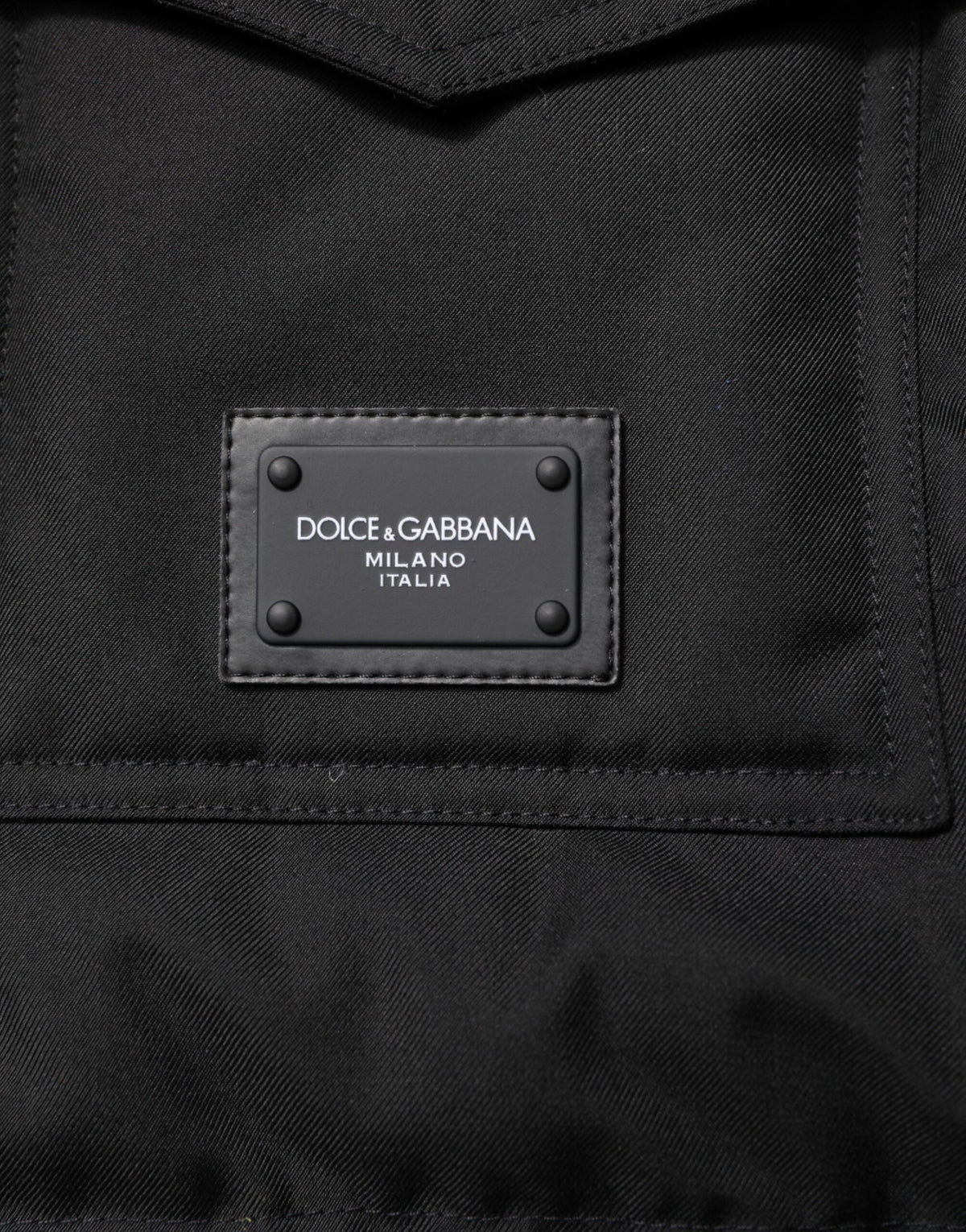 Dolce & Gabbana Black Sleeveless Parka Logo Plaque Men's Jacket