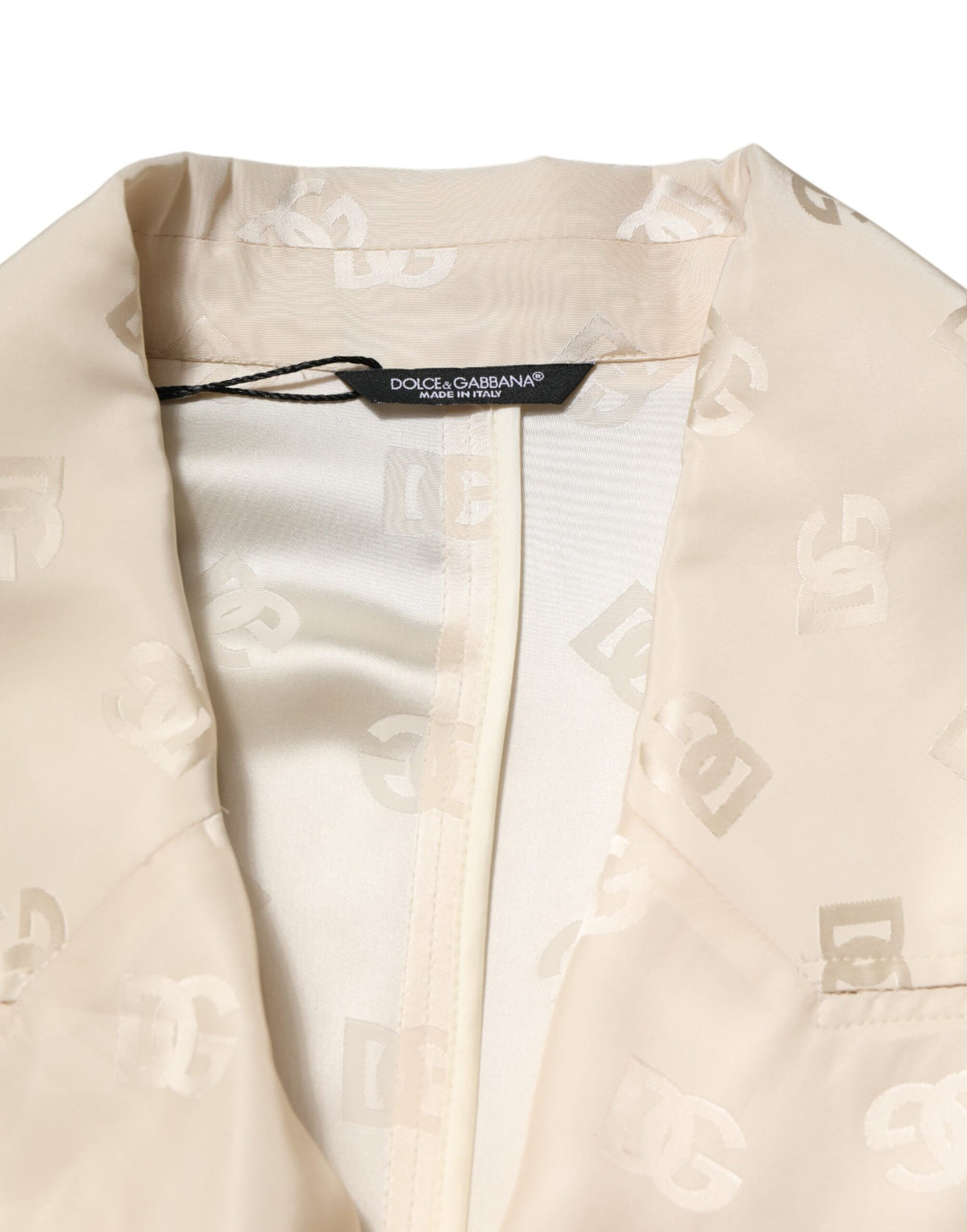 Dolce & Gabbana Beige Polyester Logo Monogram Coat Men's Jacket