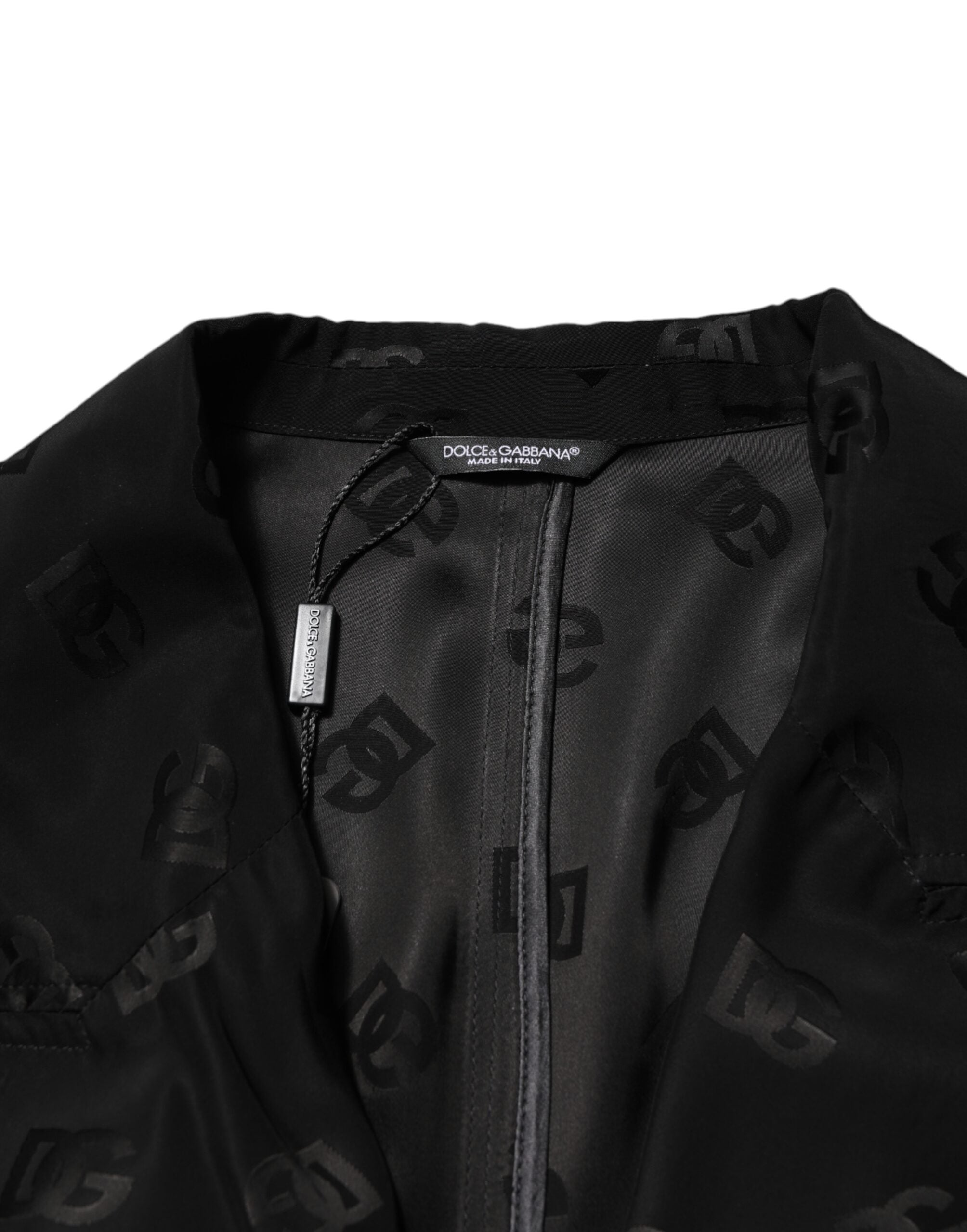 Dolce & Gabbana Black Polyester Logo Monogram Coat Men's Jacket (Pre-Owned)