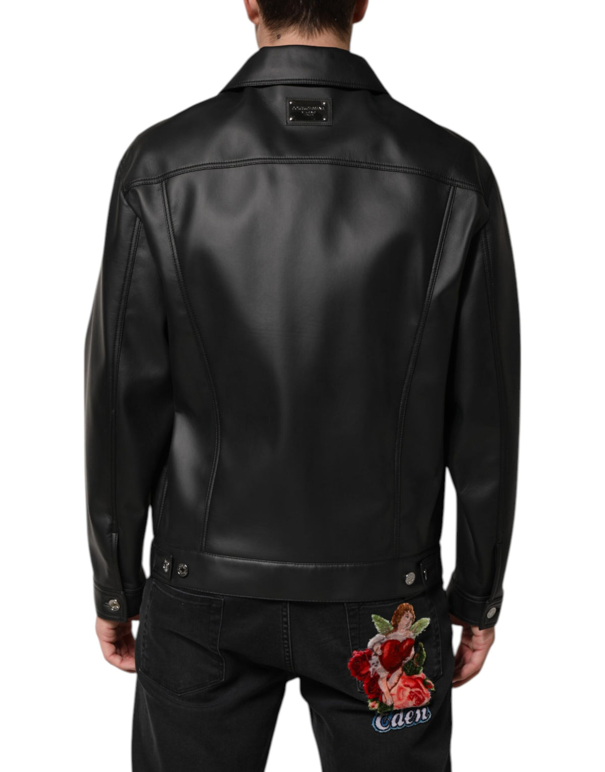 Dolce & Gabbana Black Polyester Button Down Biker Men's Jacket