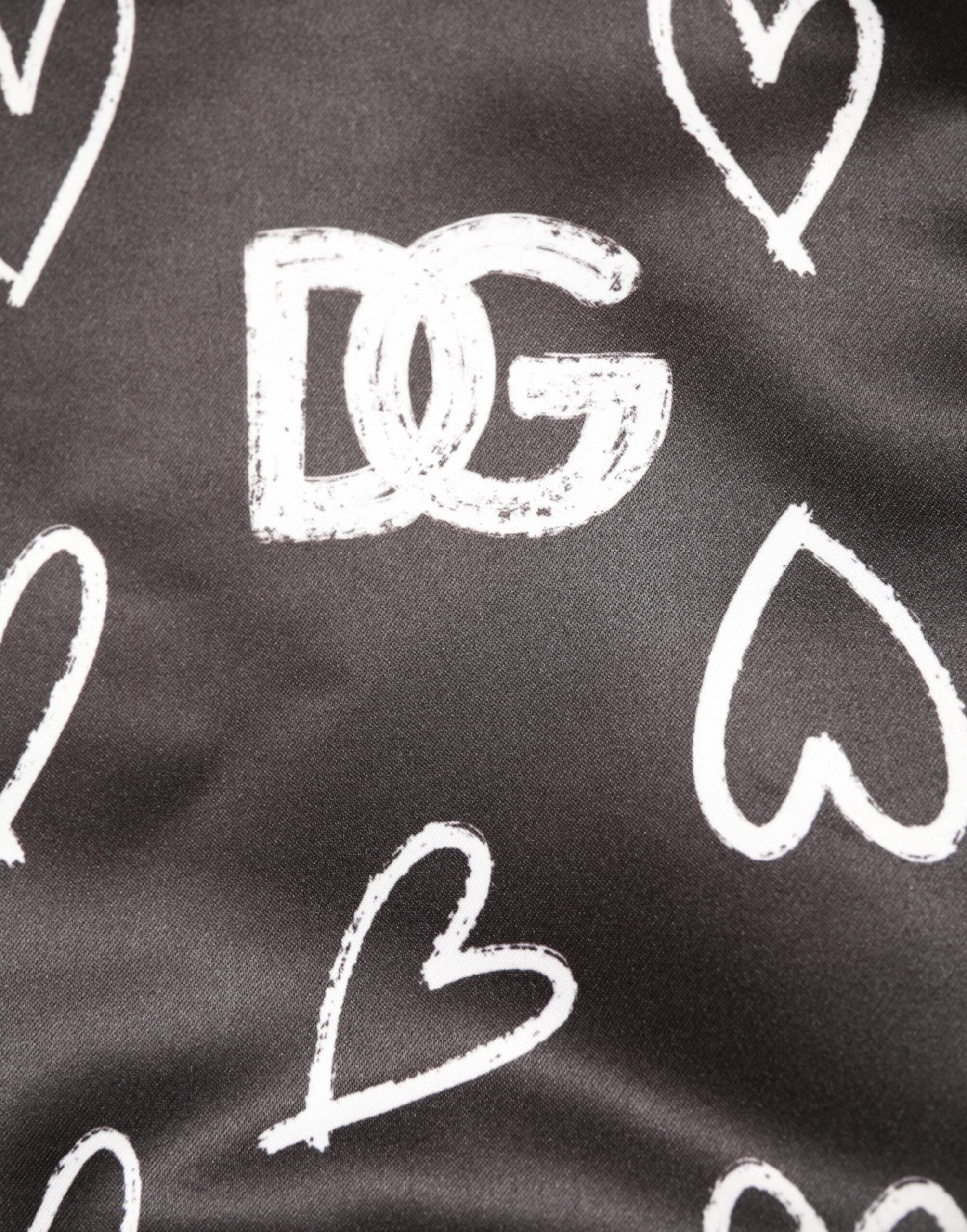 Dolce & Gabbana Black Polyester Heart Print Bomber Men's Jacket
