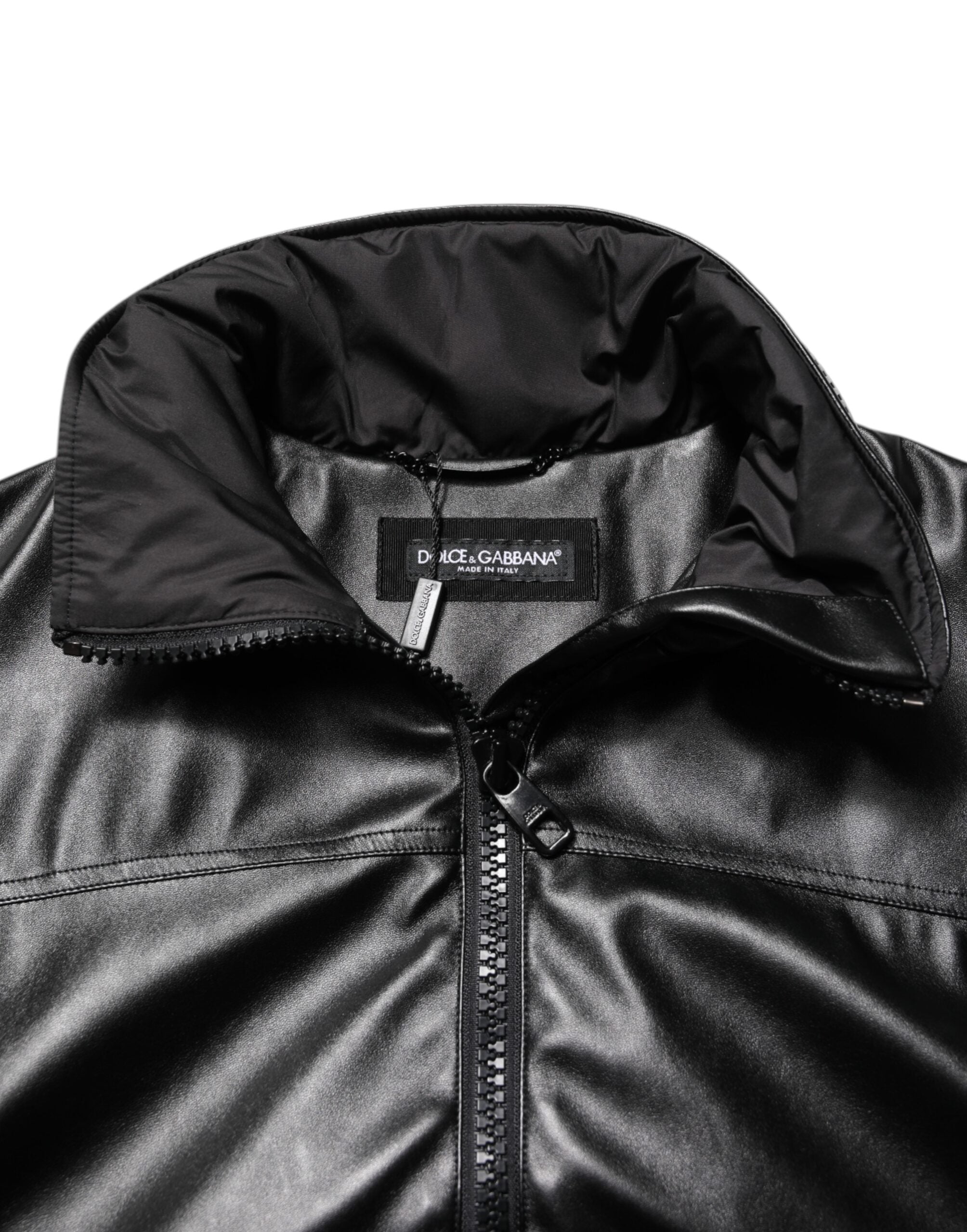 Dolce & Gabbana Black Polyester Logo Plaque Bomber Men's Jacket