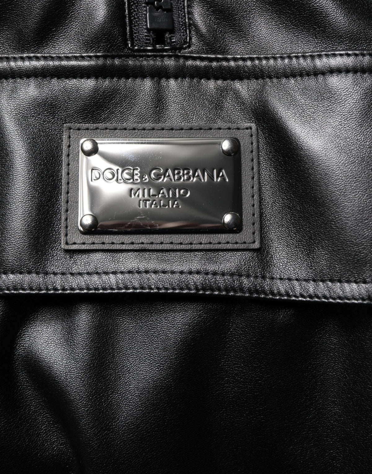 Dolce & Gabbana Black Polyester Logo Plaque Bomber Men's Jacket