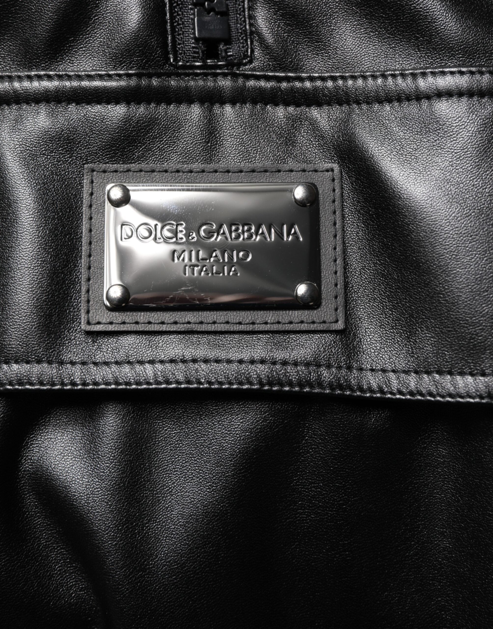 Dolce & Gabbana Black Polyester Logo Plaque Bomber Men's Jacket