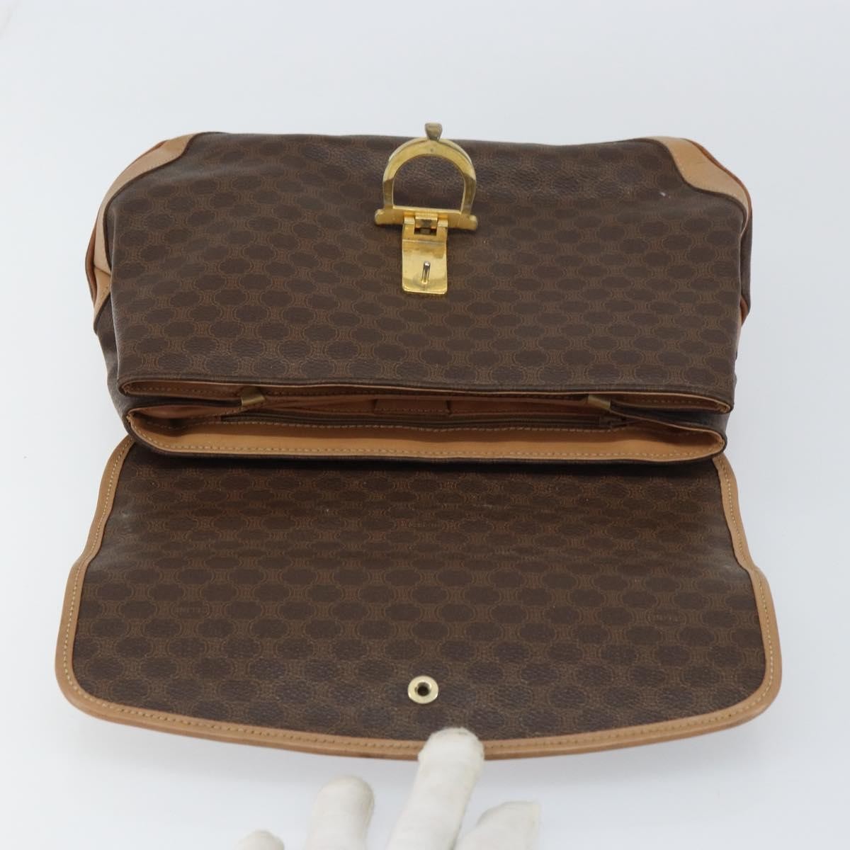 Celine Vintage Macadam Canvas Brown Pvc Handbag (Pre-Owned)