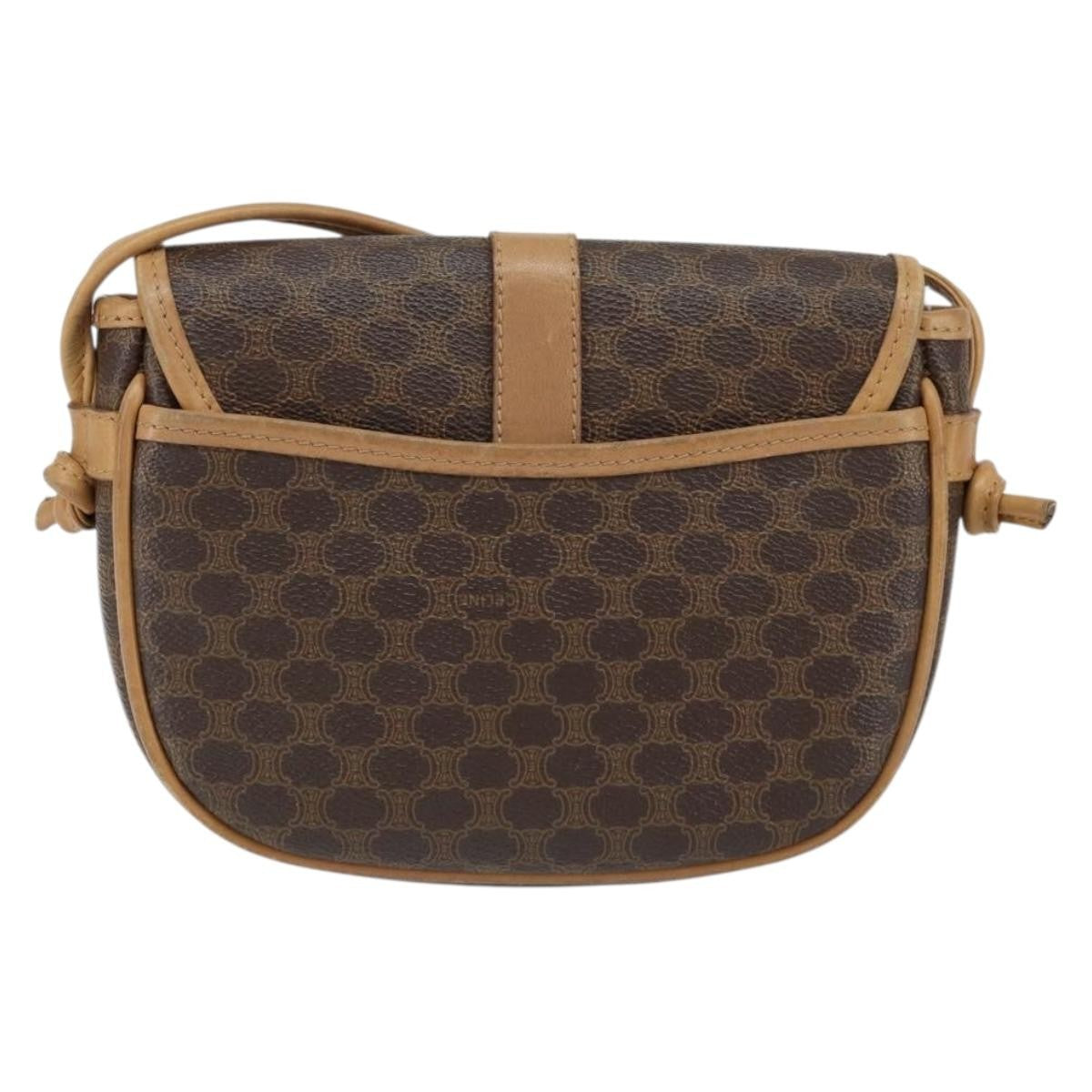Celine Vintage Macadam Canvas And Leather Brown Canvas Shoulder Bag Bag (Pre-Owned)