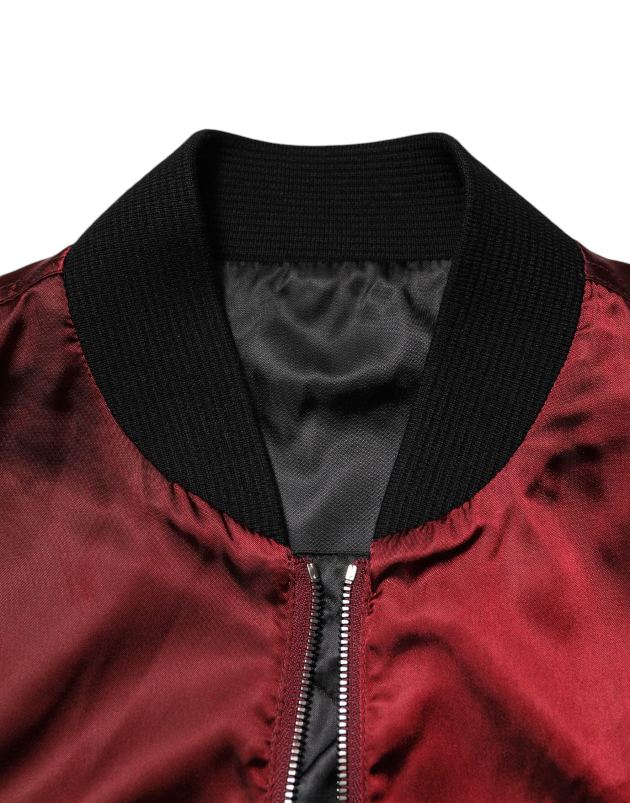Dolce & Gabbana Maroon Nylon DG Crown Embroidery Men's Jacket (Pre-Owned)