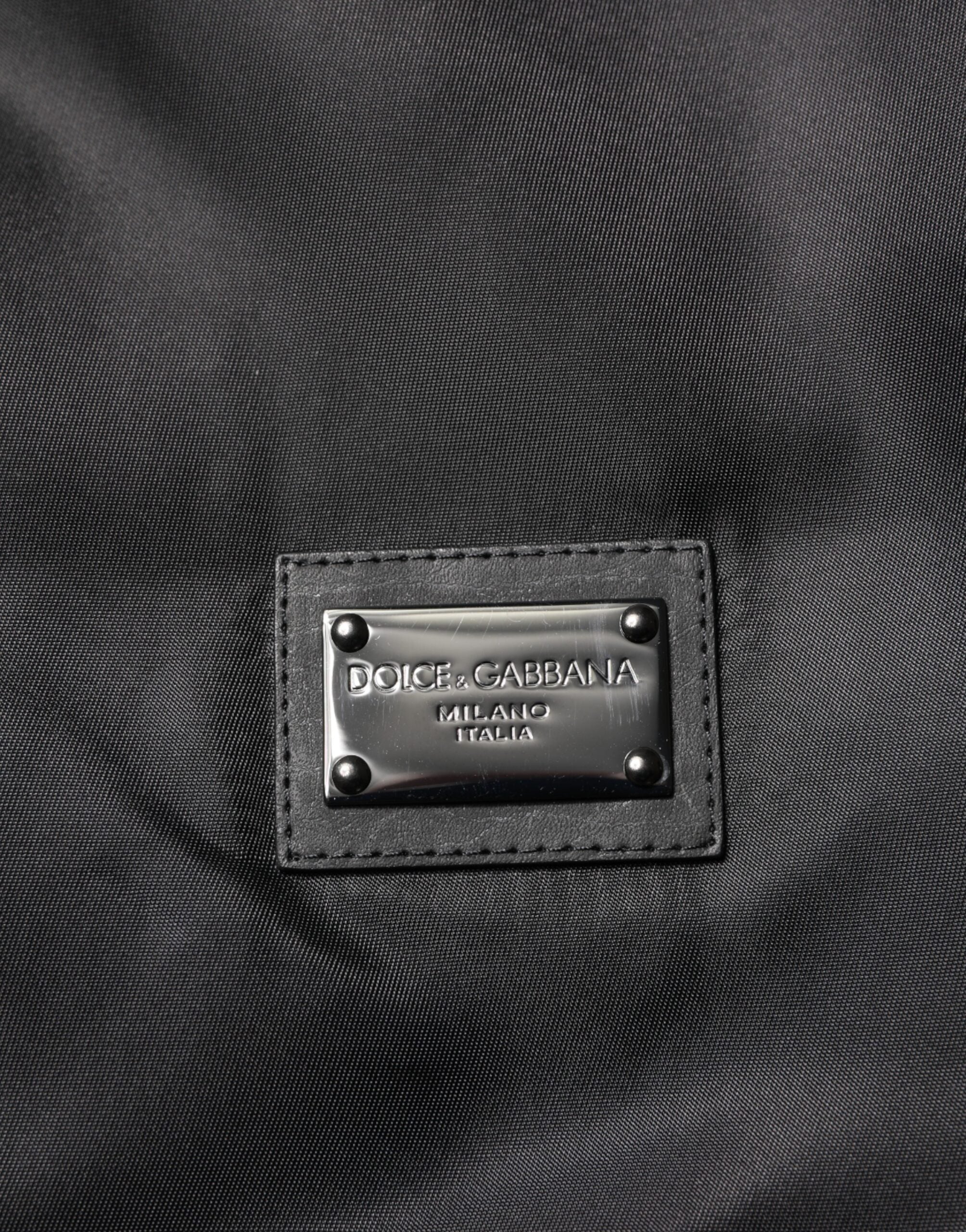 Dolce & Gabbana Black Polyester Logo Plaque Bomber Men's Jacket (Pre-Owned)