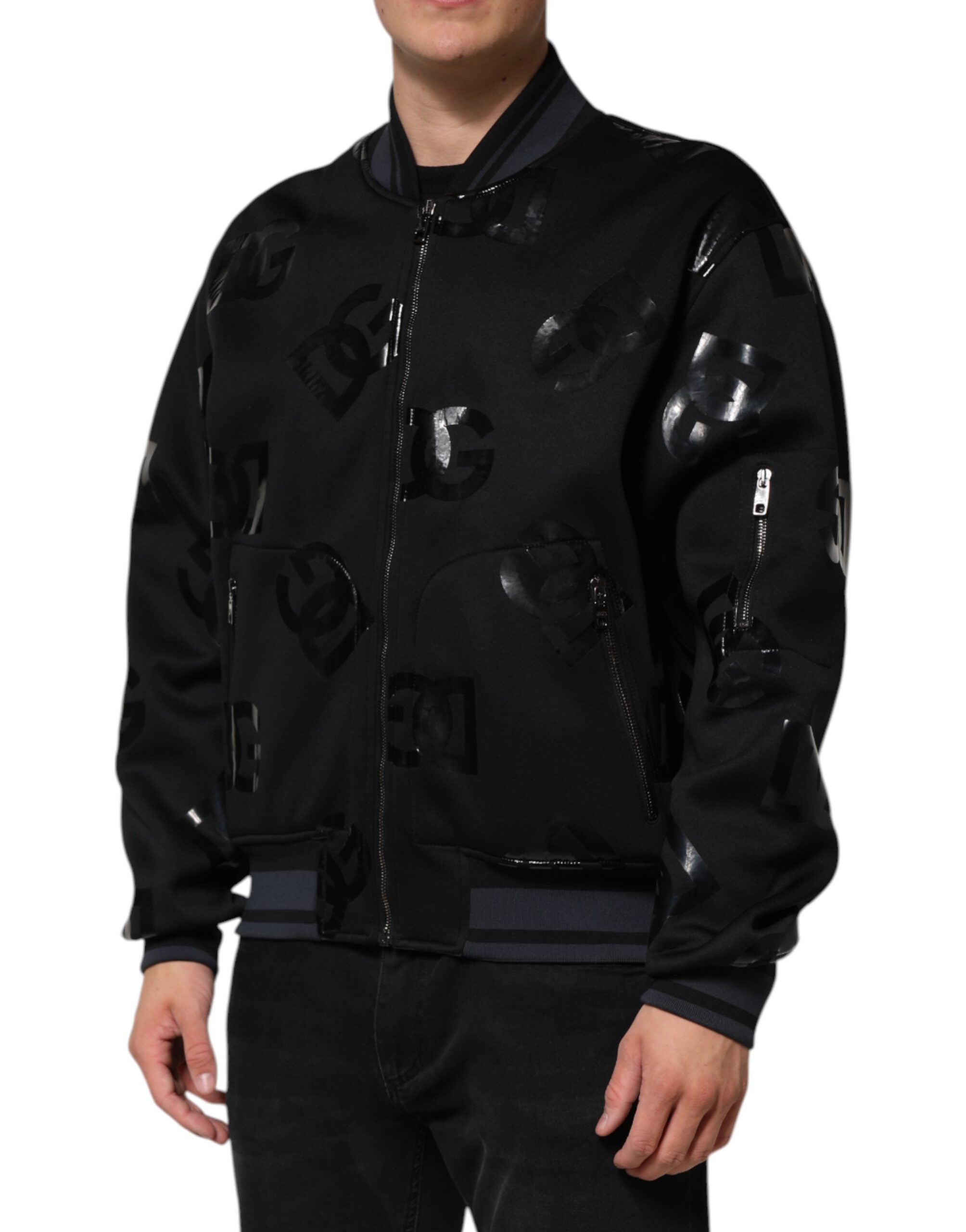 Dolce & Gabbana Black Wool Logo DG Mania Men Bomber Men's Jacket
