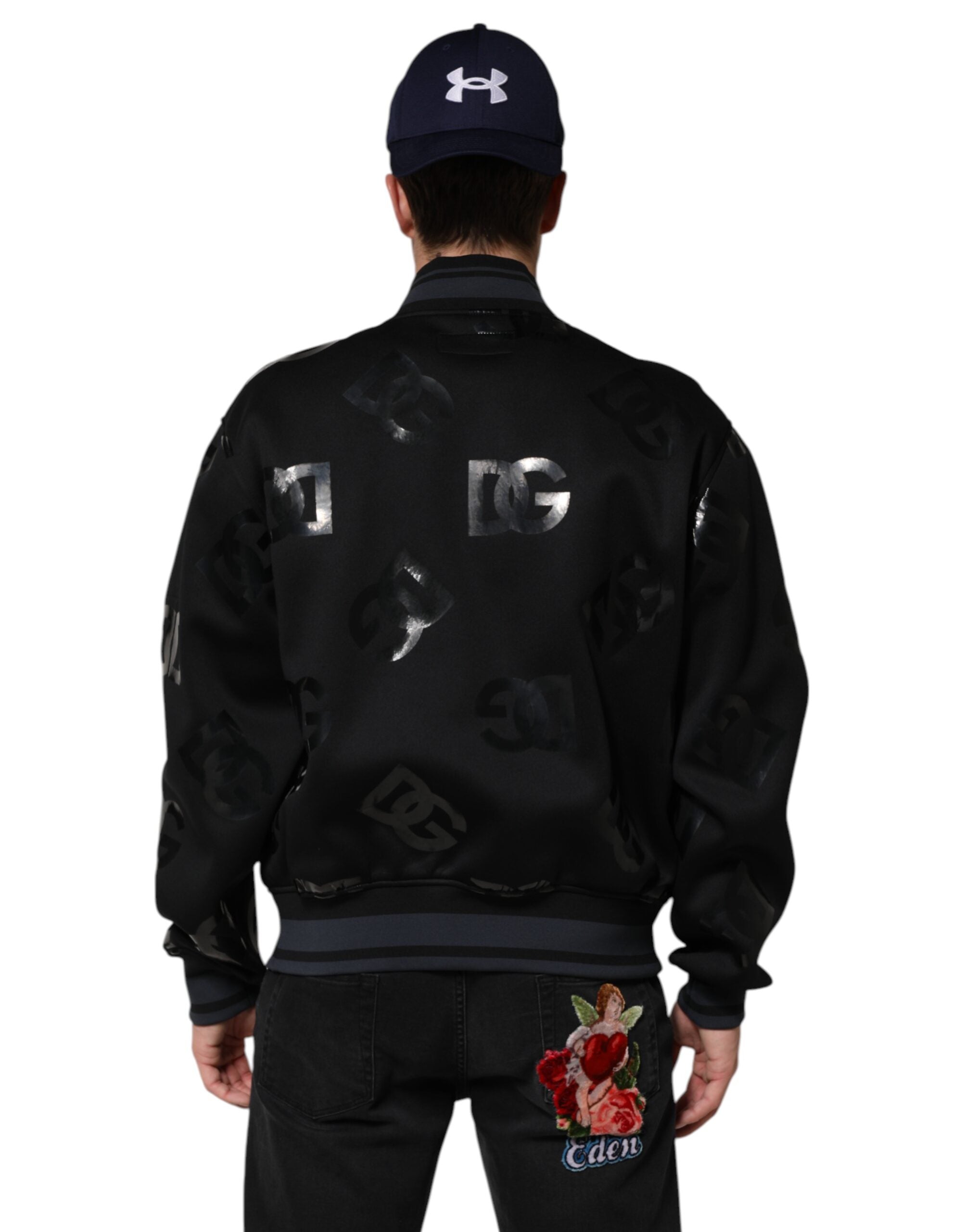 Dolce & Gabbana Black Wool Logo DG Mania Men Bomber Men's Jacket