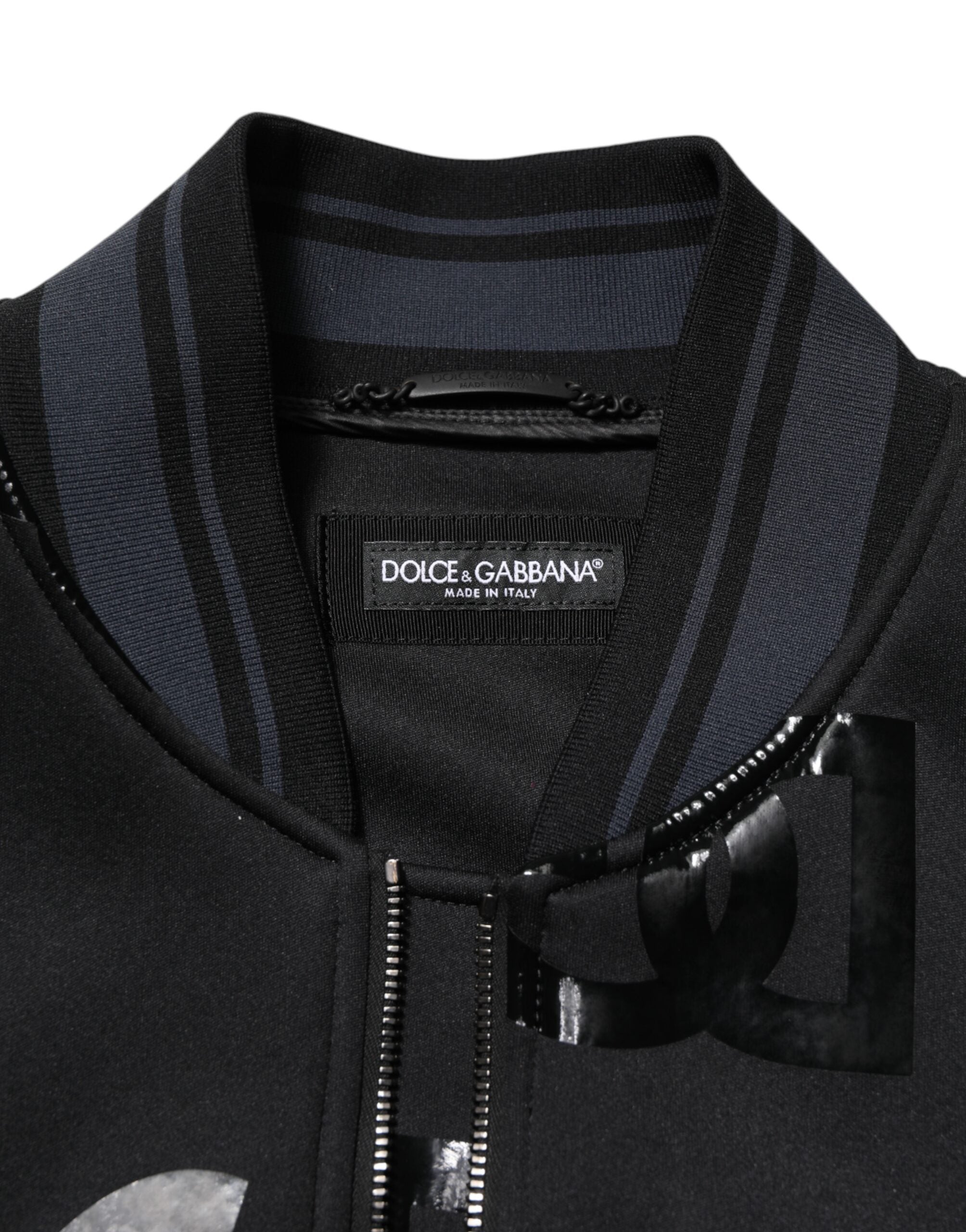 Dolce & Gabbana Black Wool Logo DG Mania Men Bomber Men's Jacket