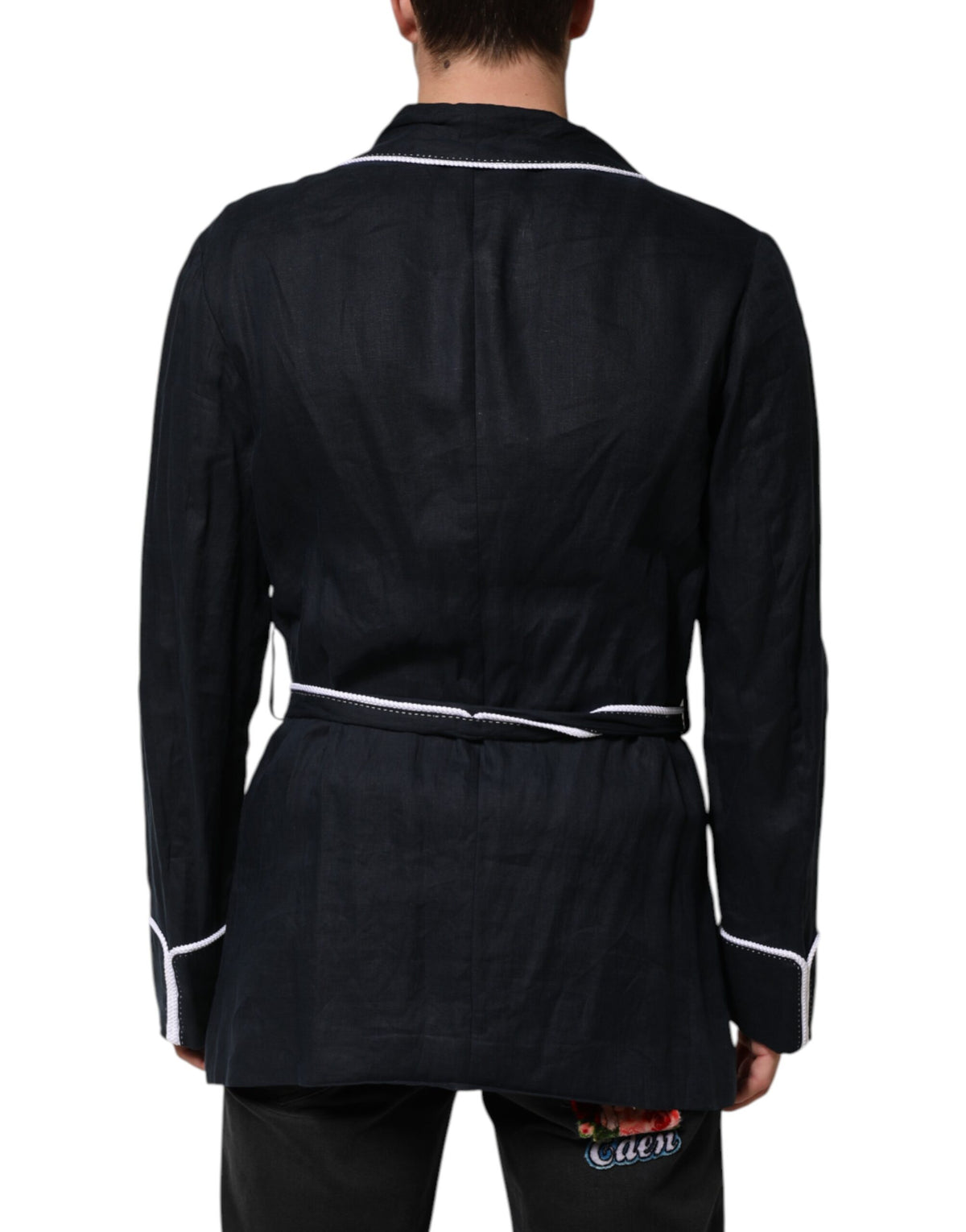 Dolce & Gabbana Dark Blue DG Embroidery Jacket Robe Men's Blazer