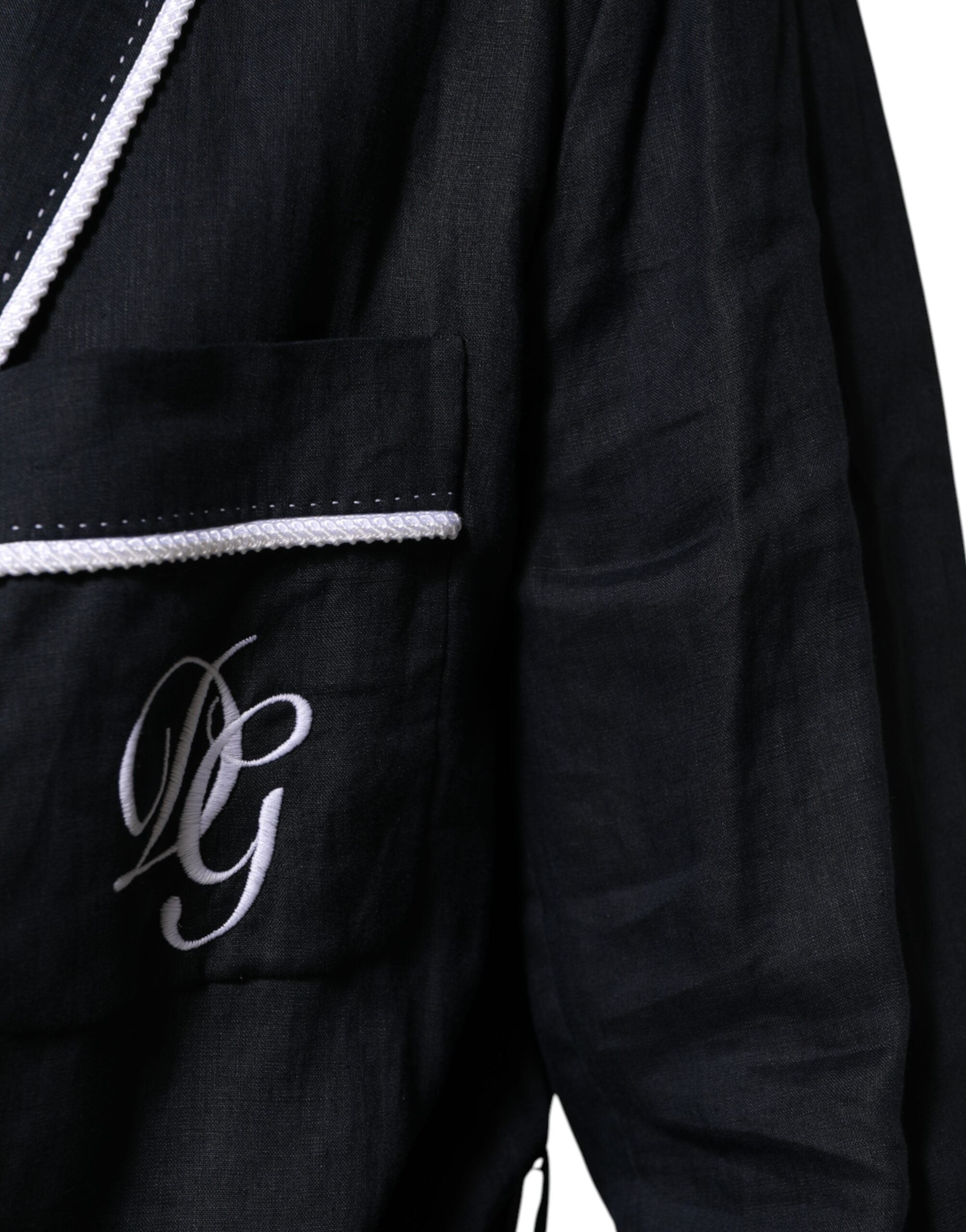 Dolce & Gabbana Dark Blue DG Embroidery Jacket Robe Men's Blazer