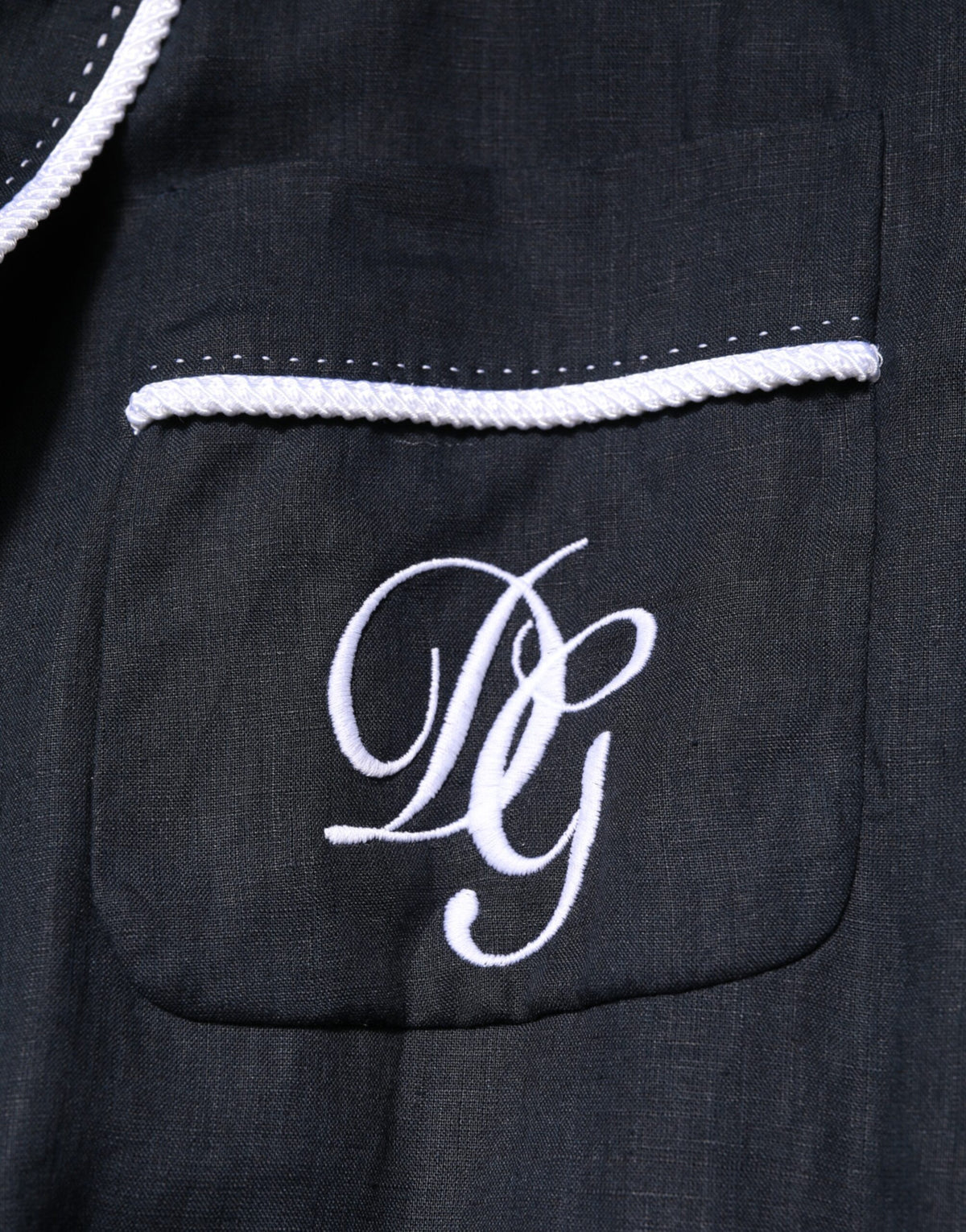 Dolce & Gabbana Dark Blue DG Embroidery Jacket Robe Men's Blazer