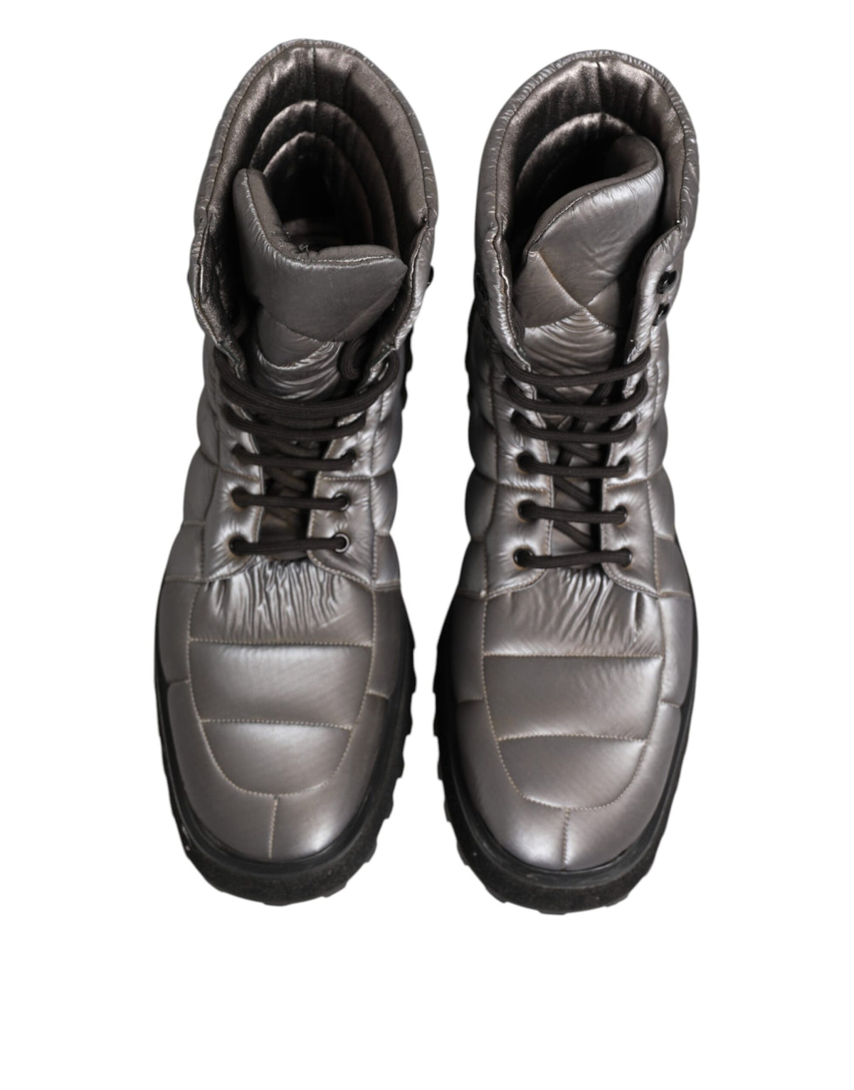 Dolce & Gabbana Silver Padded Mid Calf Lace Up Boots Men's Shoes (Pre-Owned)