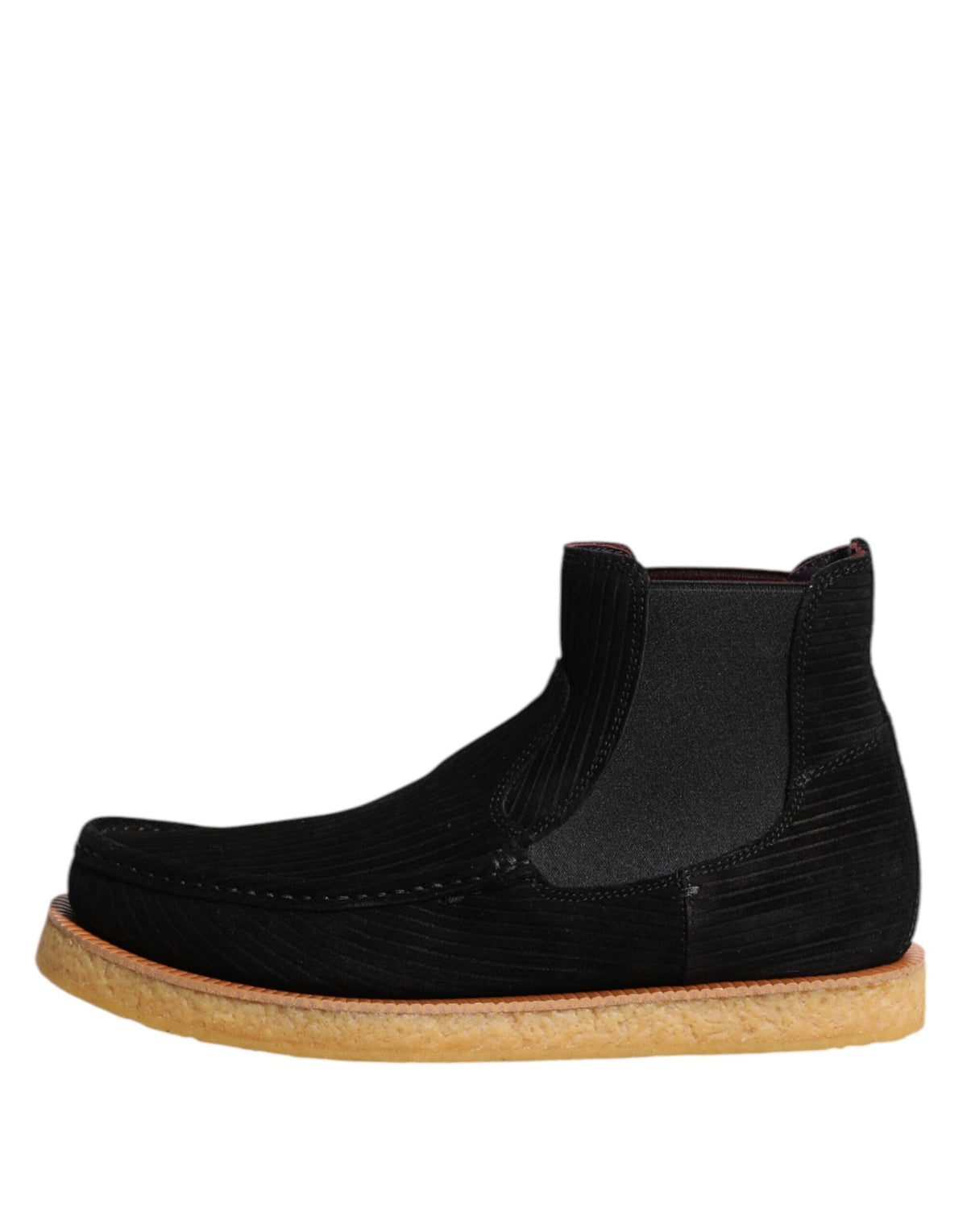 Dolce & Gabbana Black Calf Suede Slip On Ankle Boots Men's Shoes