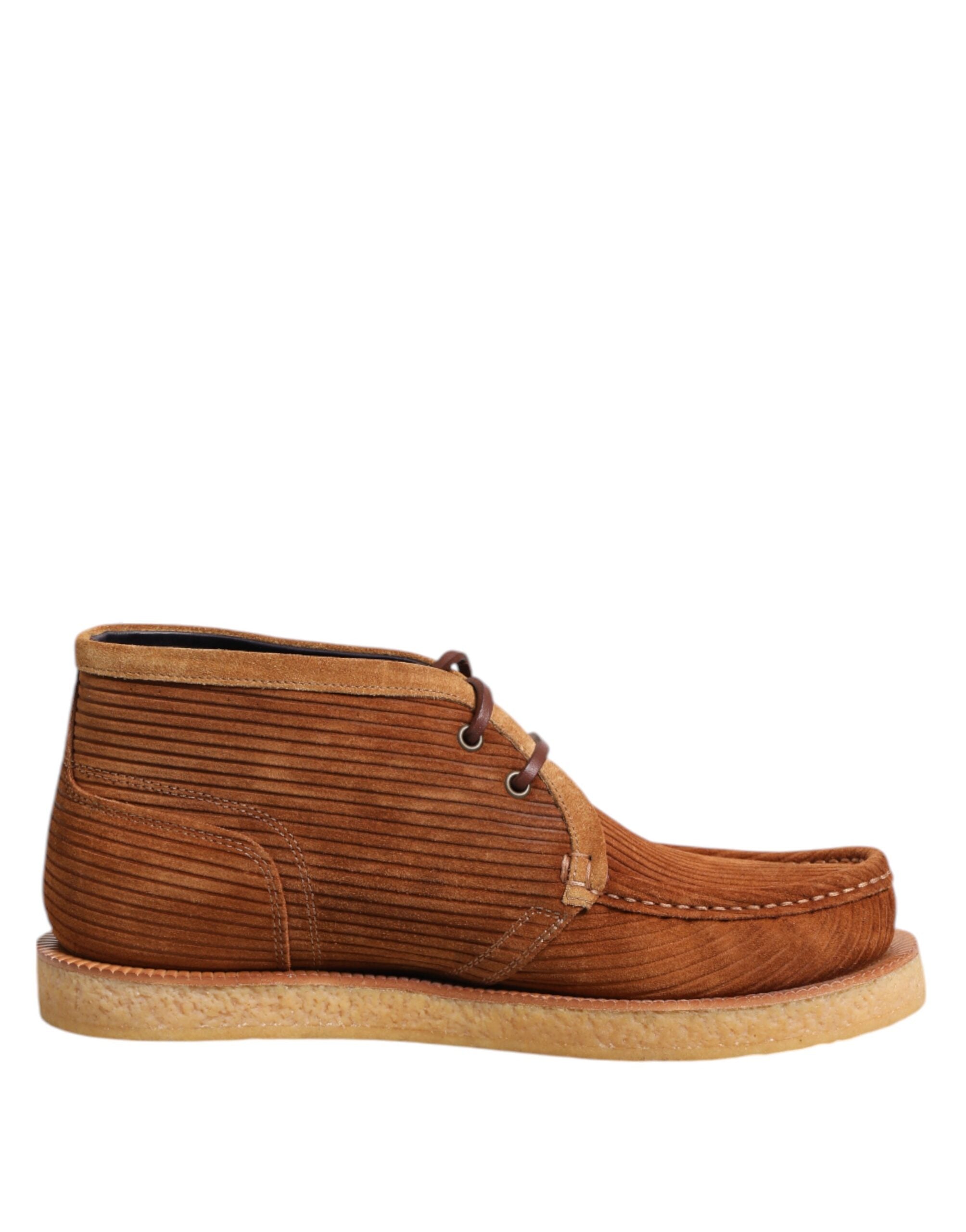 Dolce & Gabbana Brown Suede Nubuck Leather Desert Ankle Boots Men's Shoes