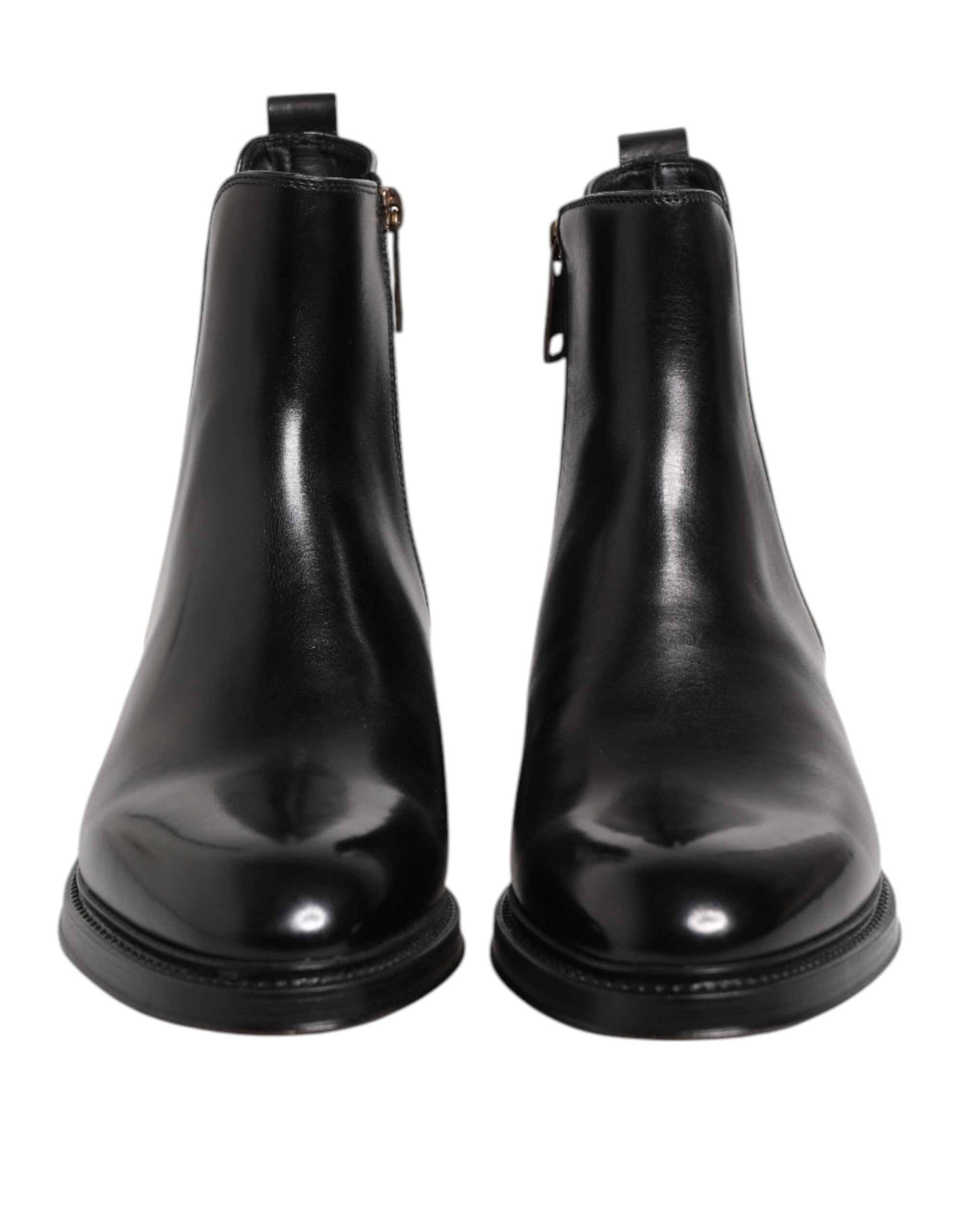 Dolce & Gabbana Black Chelsea Leather Mid Calf Boots Men's Shoes