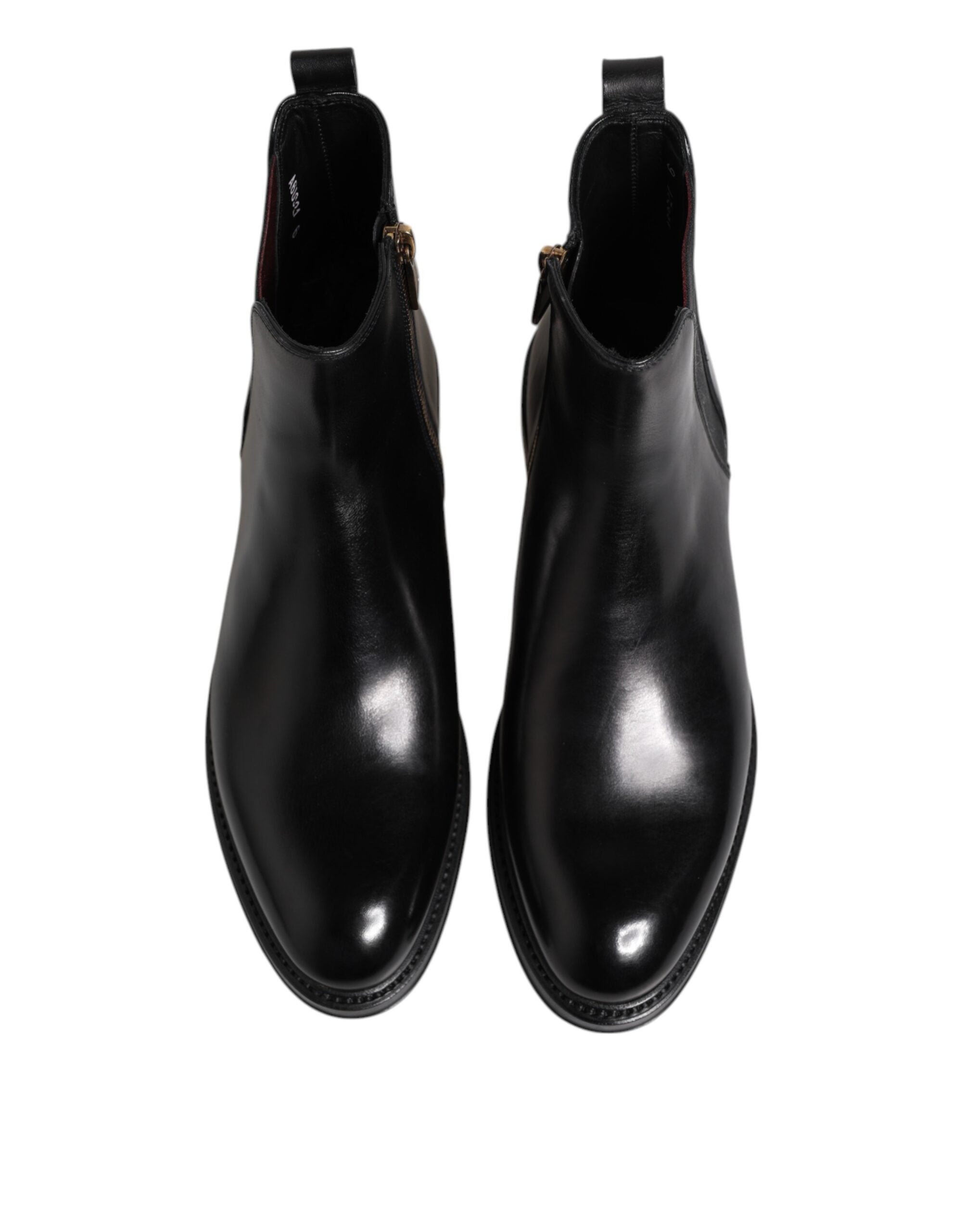 Dolce & Gabbana Black Chelsea Leather Mid Calf Boots Men's Shoes
