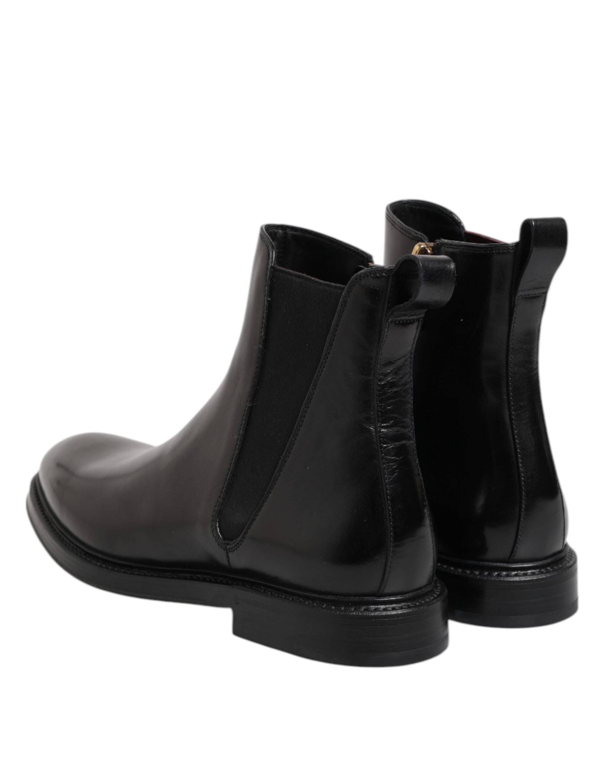Dolce & Gabbana Black Chelsea Leather Mid Calf Boots Men's Shoes