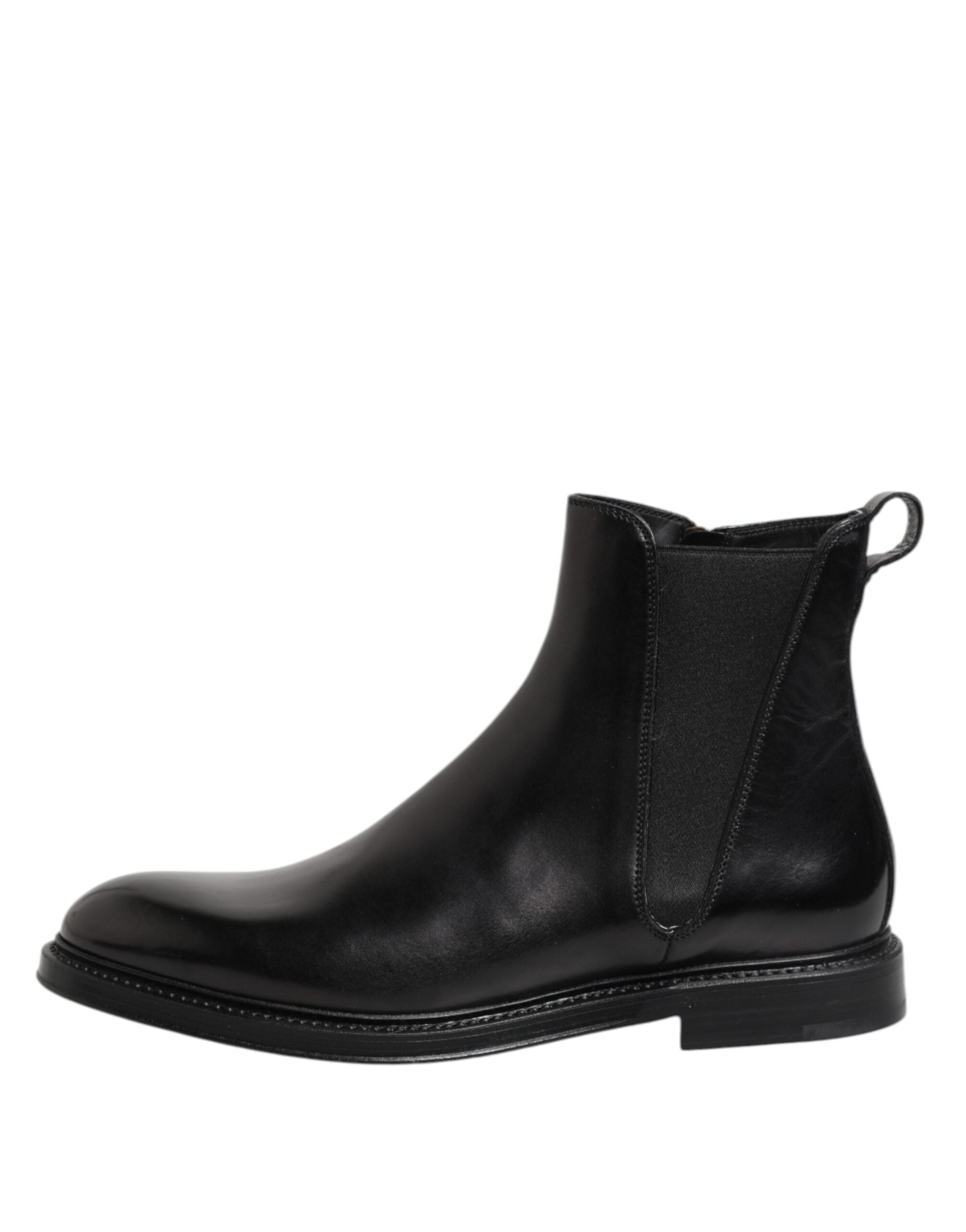Dolce & Gabbana Black Chelsea Leather Mid Calf Boots Men's Shoes