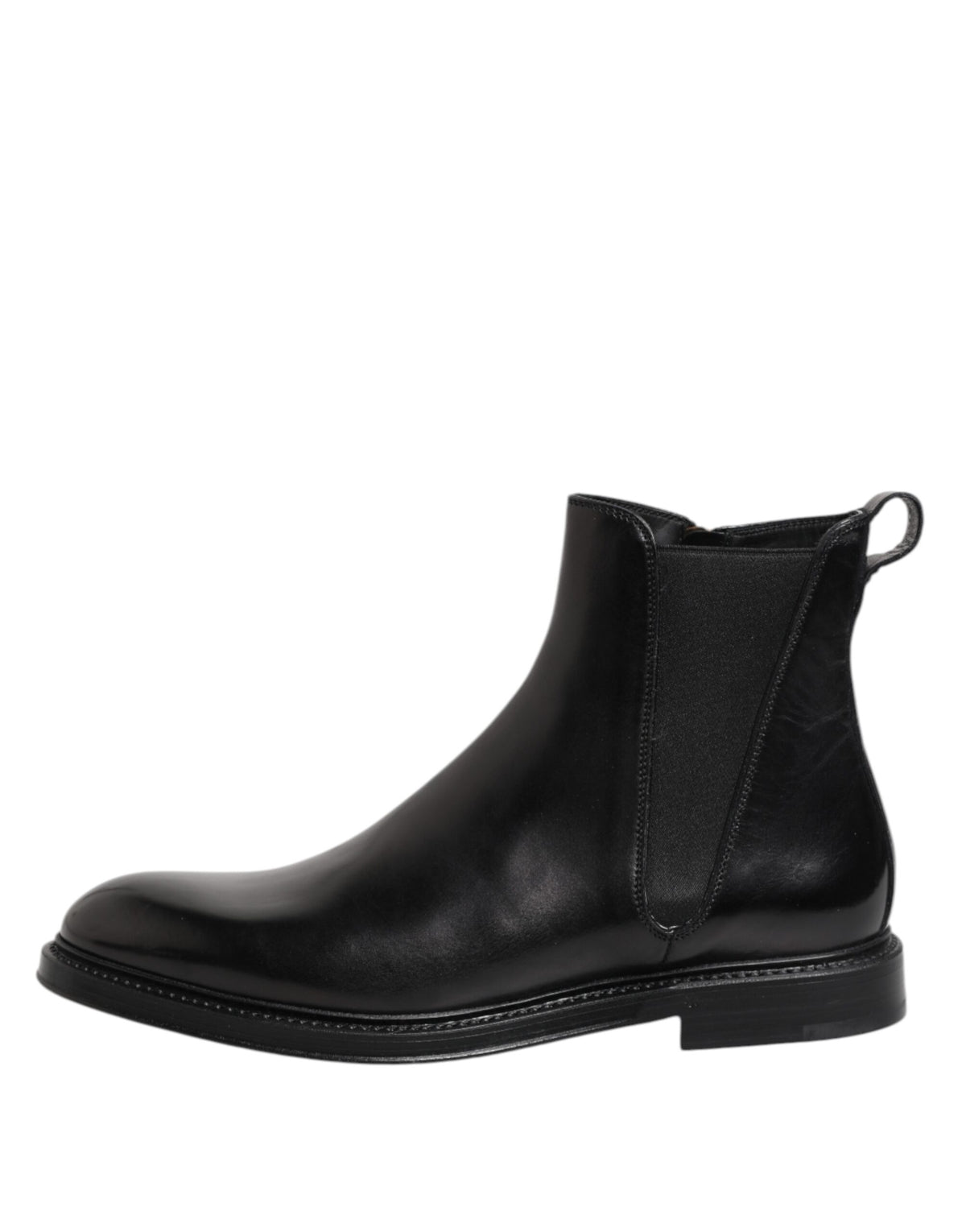Dolce & Gabbana Black Chelsea Leather Mid Calf Boots Men's Shoes