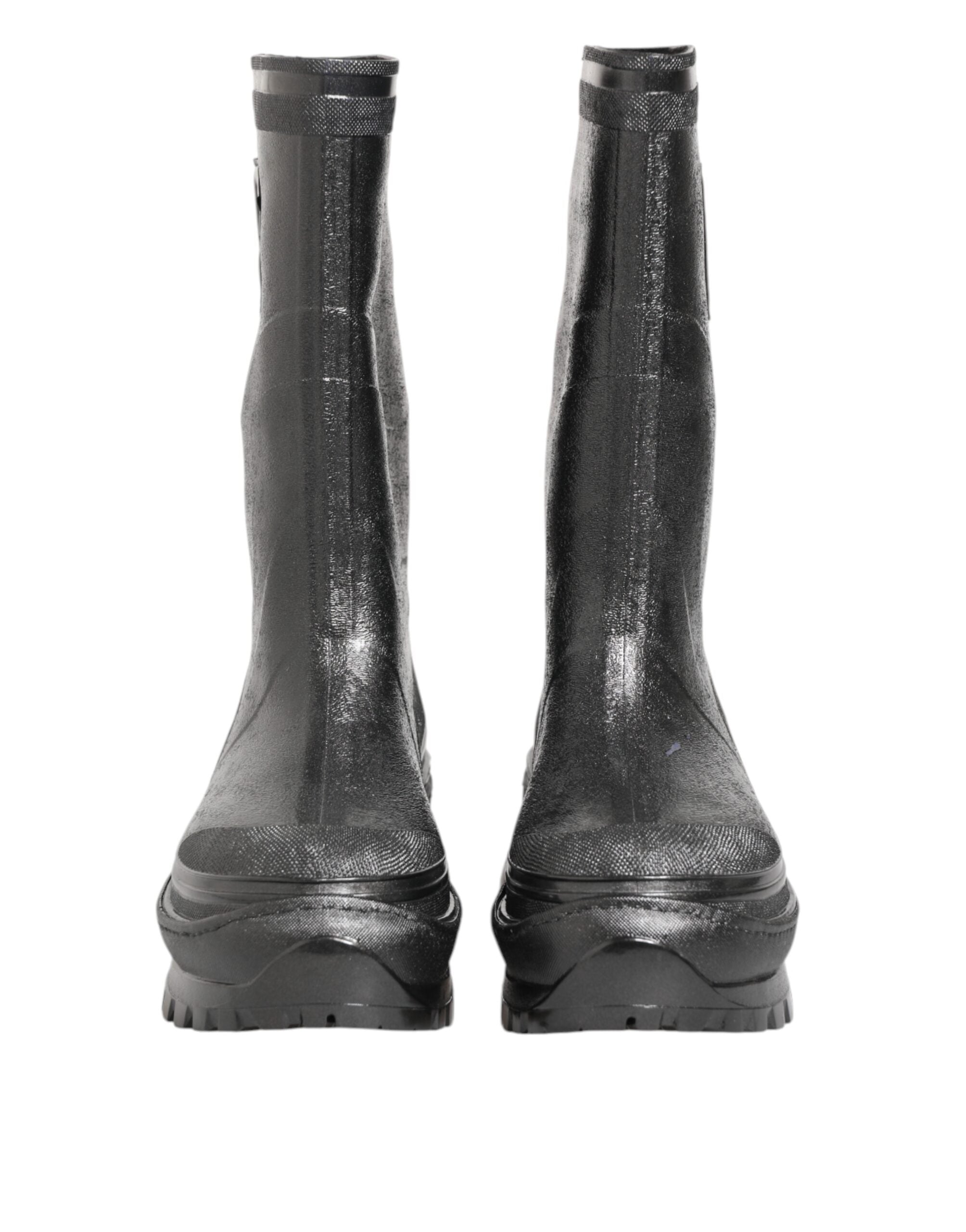 Dolce & Gabbana Metallic Gray Pull On Rain Boots Men's Shoes (Pre-Owned)