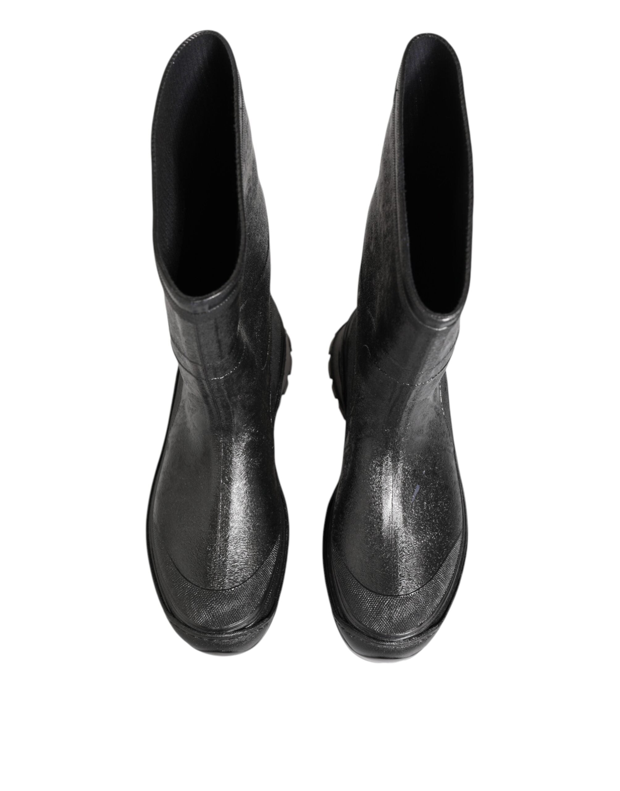Dolce & Gabbana Metallic Gray Pull On Rain Boots Men's Shoes (Pre-Owned)