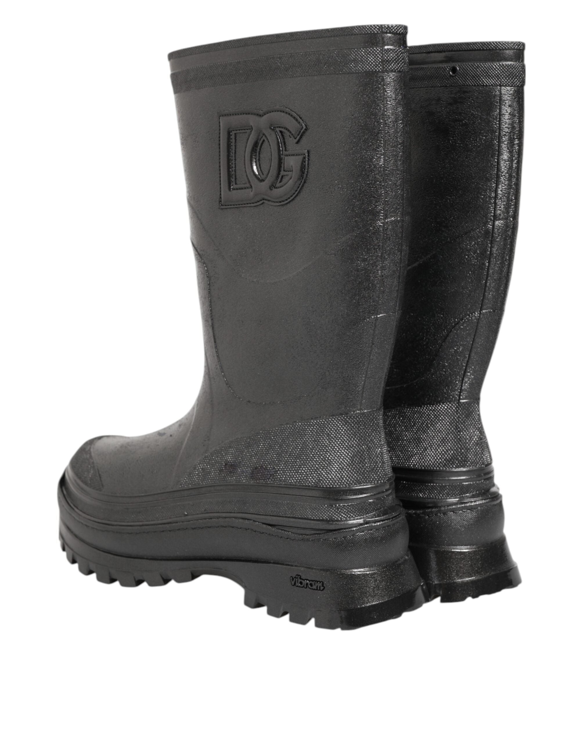 Dolce & Gabbana Metallic Gray Pull On Rain Boots Men's Shoes (Pre-Owned)