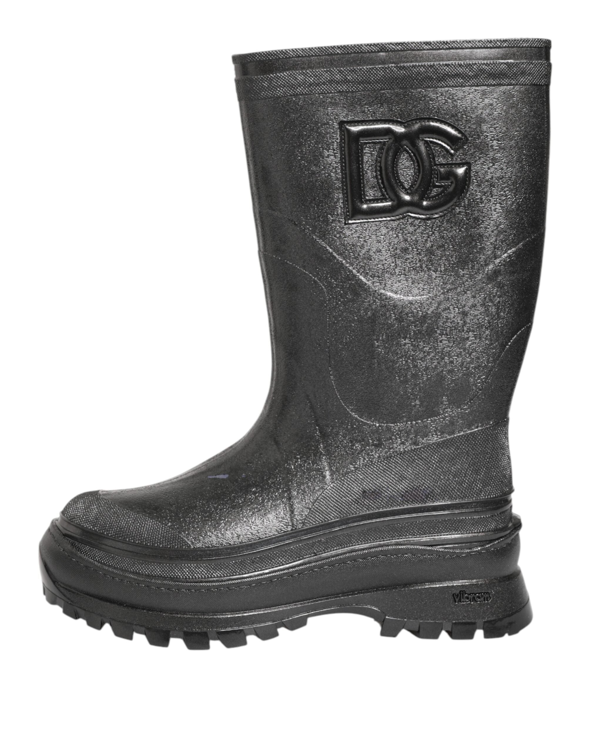Dolce & Gabbana Metallic Gray Pull On Rain Boots Men's Shoes (Pre-Owned)