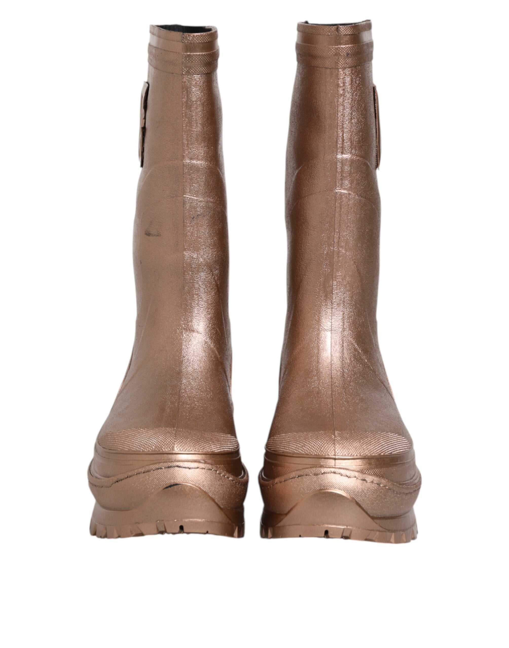 Dolce & Gabbana Metallic Gold Pull On Rain Boots Men's Shoes (Pre-Owned)