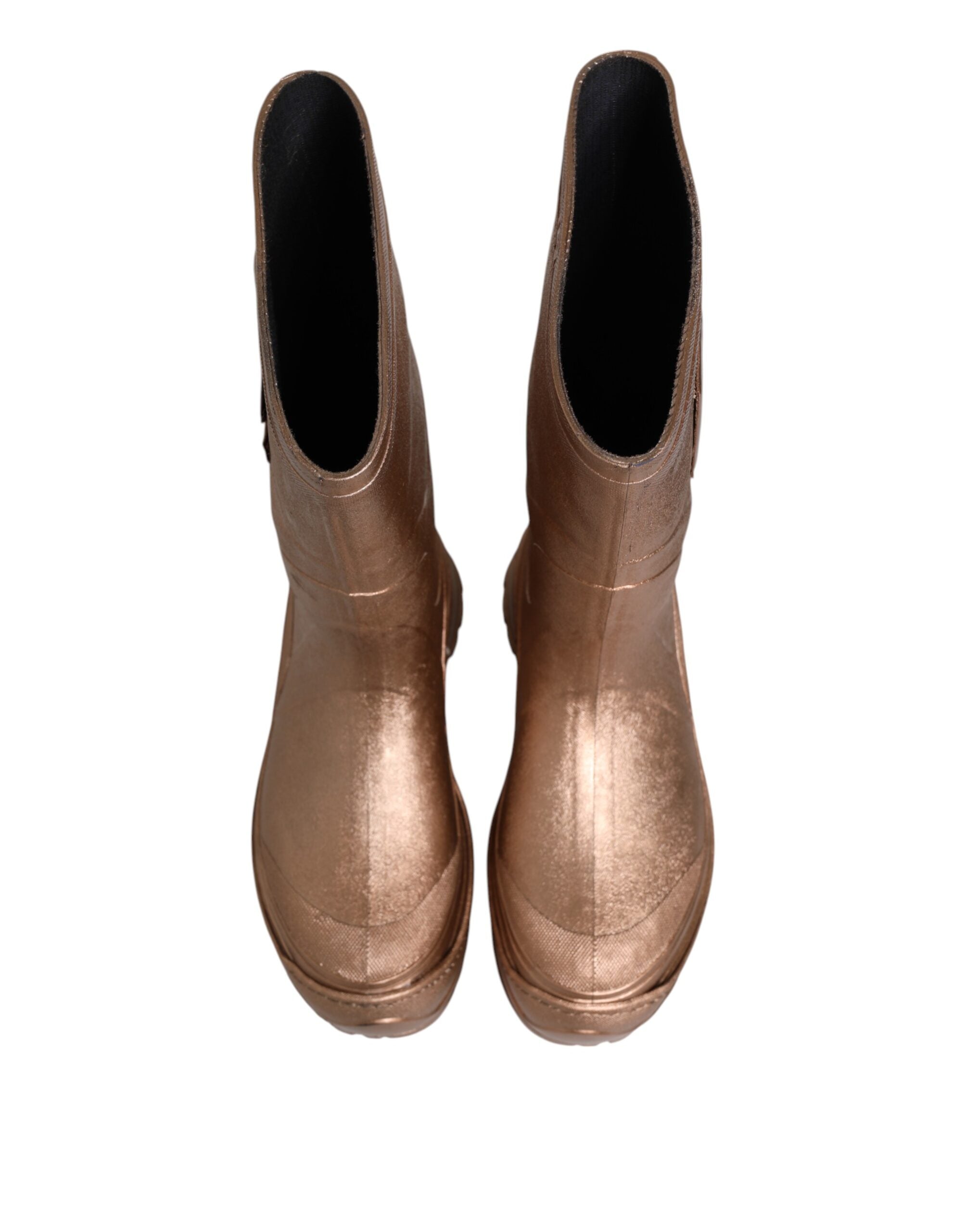 Dolce & Gabbana Metallic Gold Pull On Rain Boots Men's Shoes (Pre-Owned)