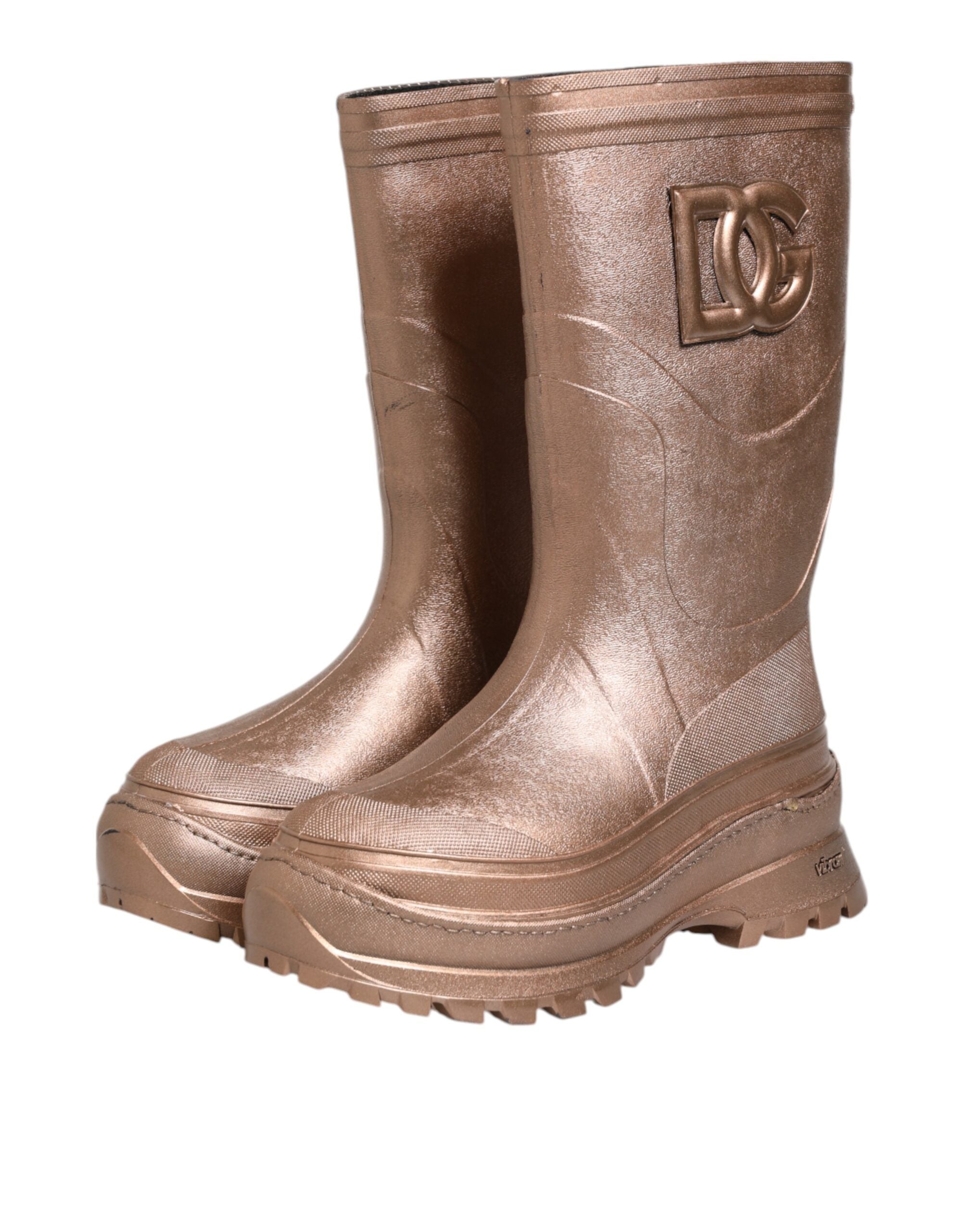 Dolce & Gabbana Metallic Gold Pull On Rain Boots Men's Shoes (Pre-Owned)