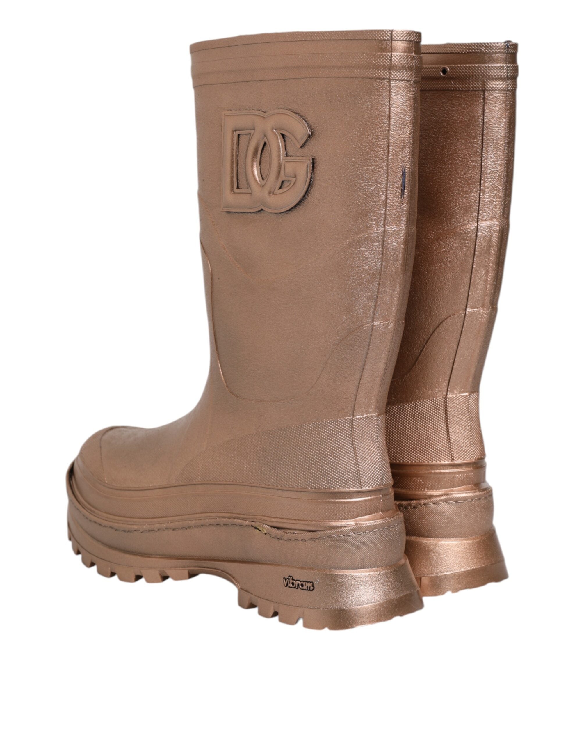 Dolce & Gabbana Metallic Gold Pull On Rain Boots Men's Shoes (Pre-Owned)